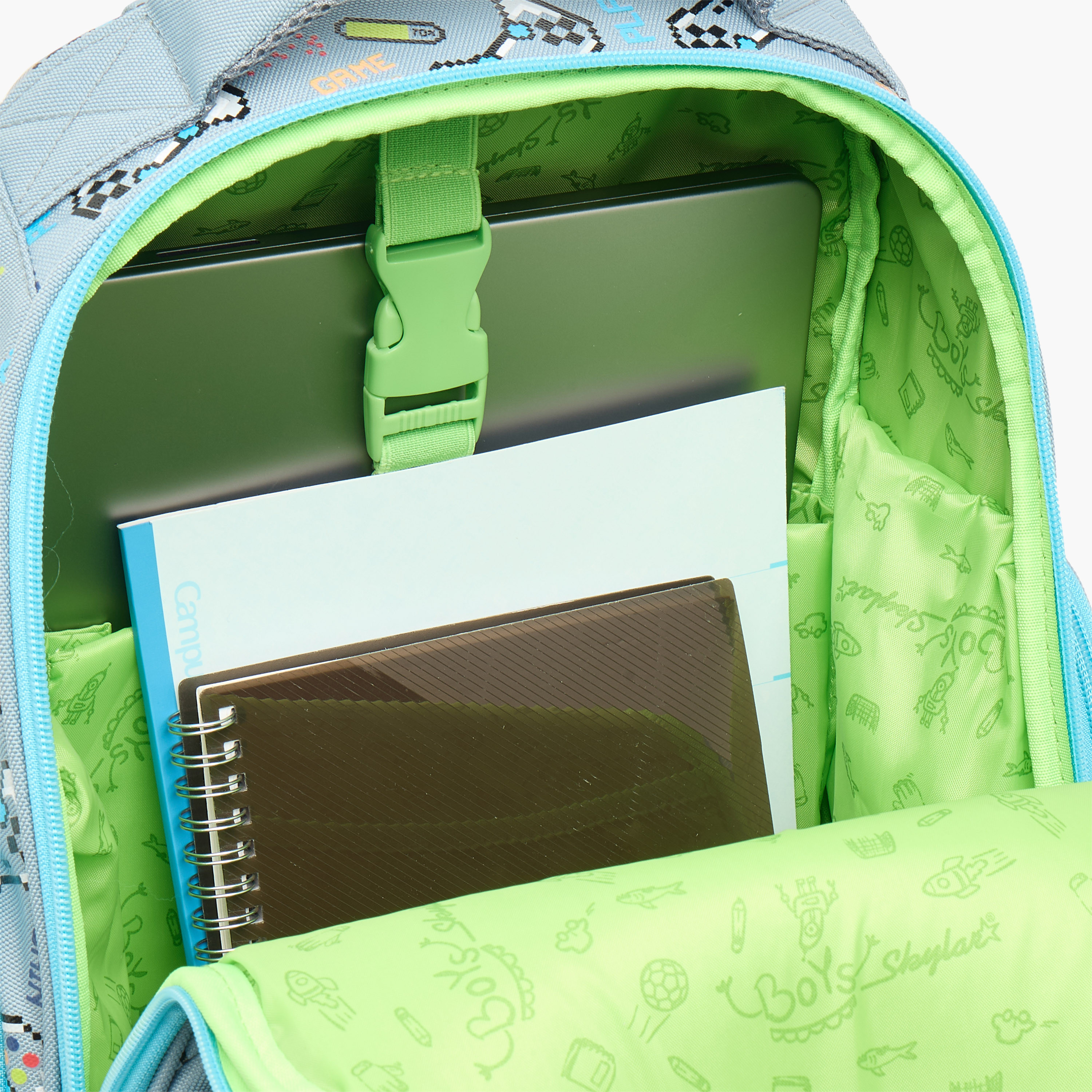 Skylar Gamer Print Backpack with Adjustable Straps and Zip Closure - 21x10x10 cms-school-bagsandbackpacks-backpacks-image-8