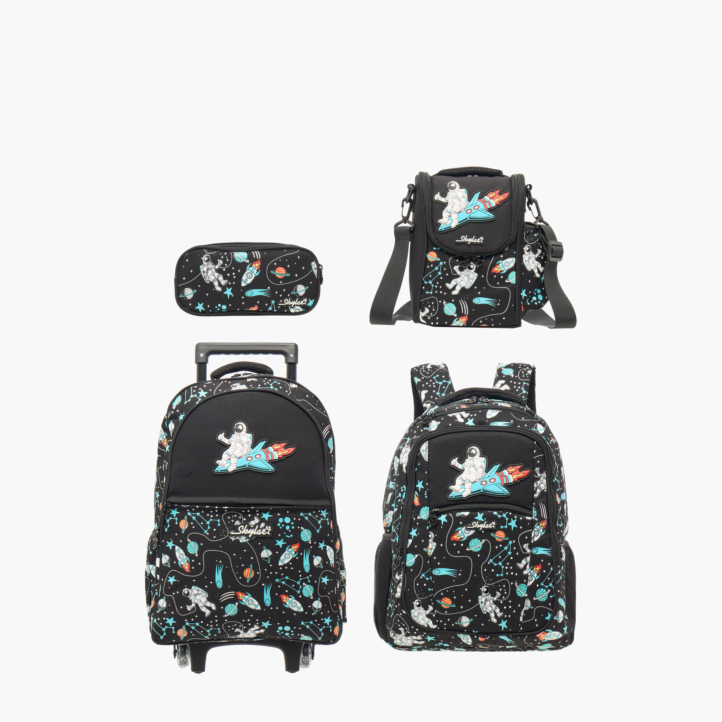 Skylar Astronaut Glow-in-the-Dark Print Trolley Backpack with Retractable Handle - 27x14x21 cms-school-bagsandbackpacks-trolleybags-image-17