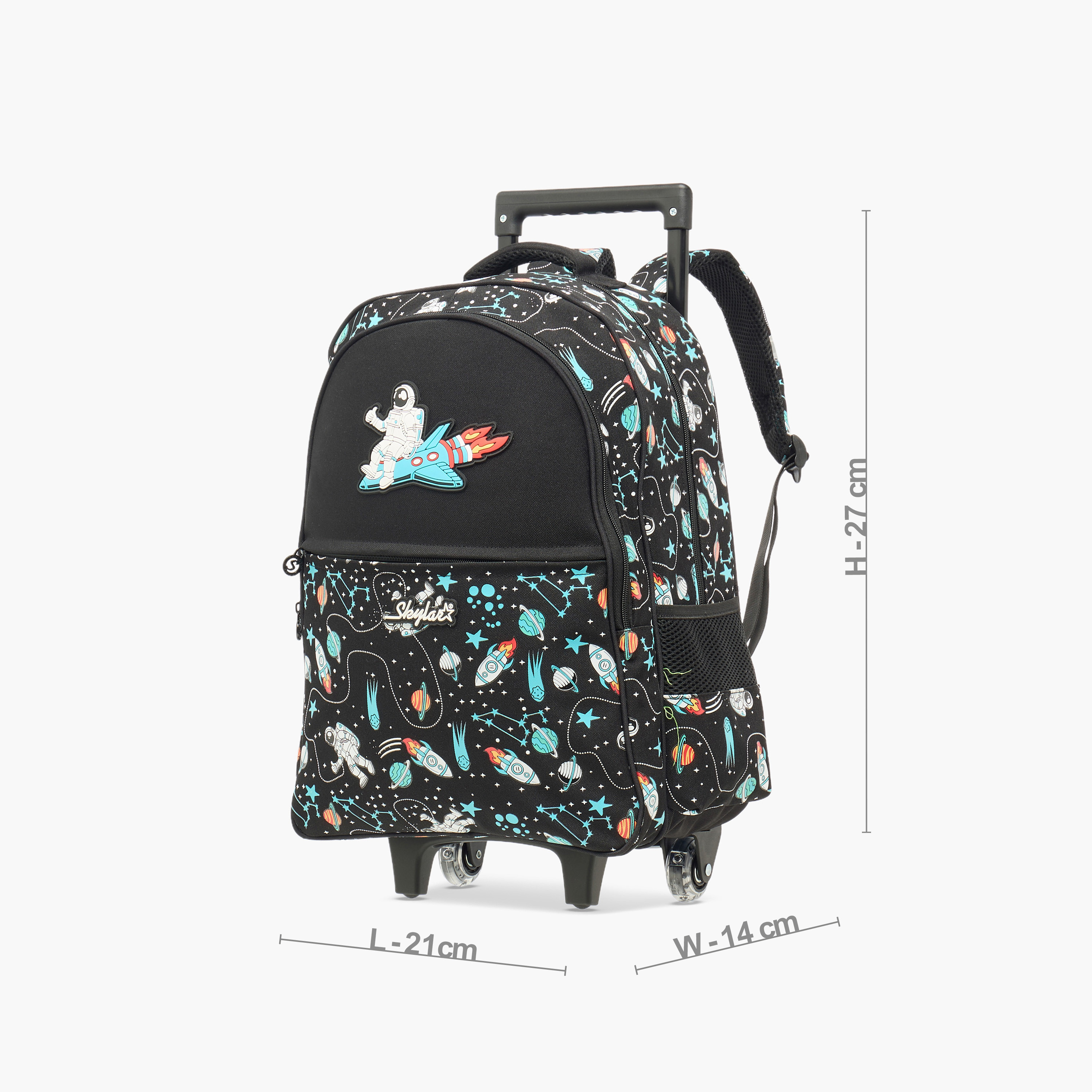Skylar Astronaut Glow-in-the-Dark Print Trolley Backpack with Retractable Handle - 27x14x21 cms-school-bagsandbackpacks-trolleybags-image-4