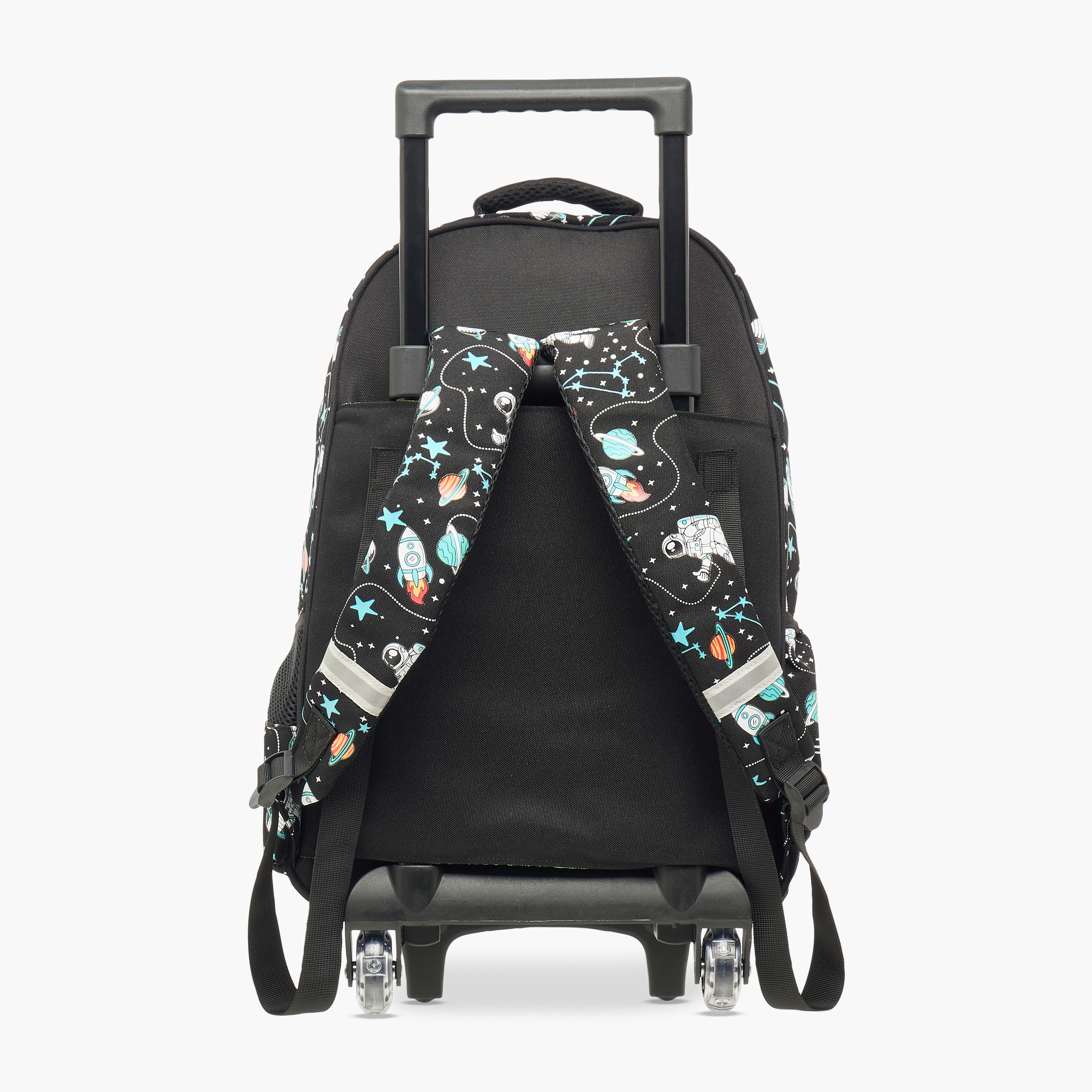 Skylar Astronaut Glow-in-the-Dark Print Trolley Backpack with Retractable Handle - 27x14x21 cms-school-bagsandbackpacks-trolleybags-image-7