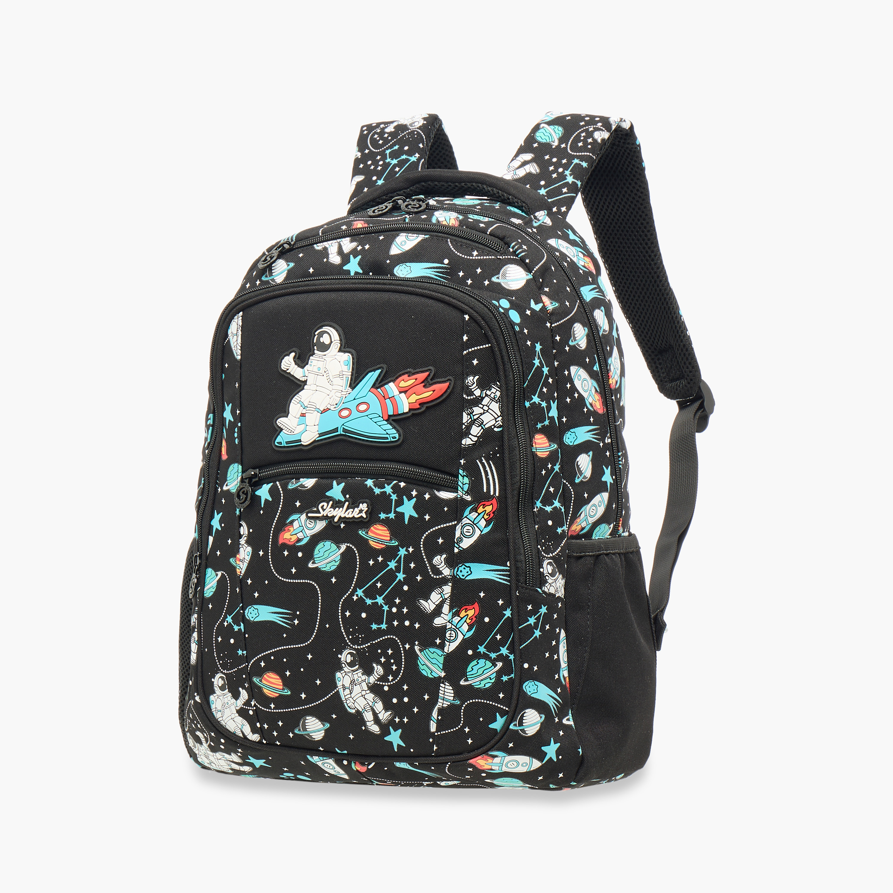 Skylar Astronaut Glow-in-the-Dark Print Backpack with Adjustable Straps and Zip Closure - 25x4x9 cms-school-bagsandbackpacks-backpacks-image-2