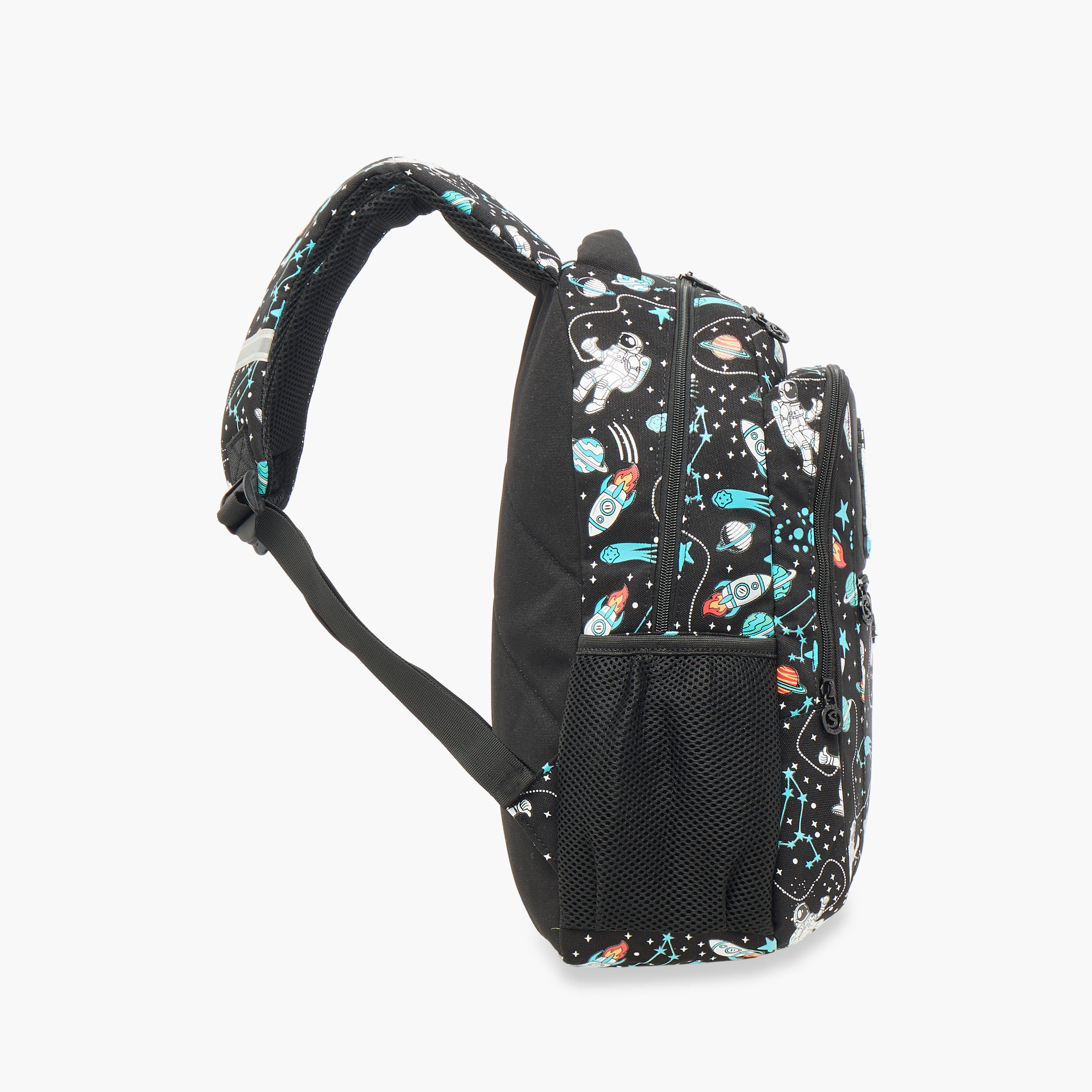 Skylar Astronaut Glow-in-the-Dark Print Backpack with Adjustable Straps and Zip Closure - 25x4x9 cms-school-bagsandbackpacks-backpacks-image-3