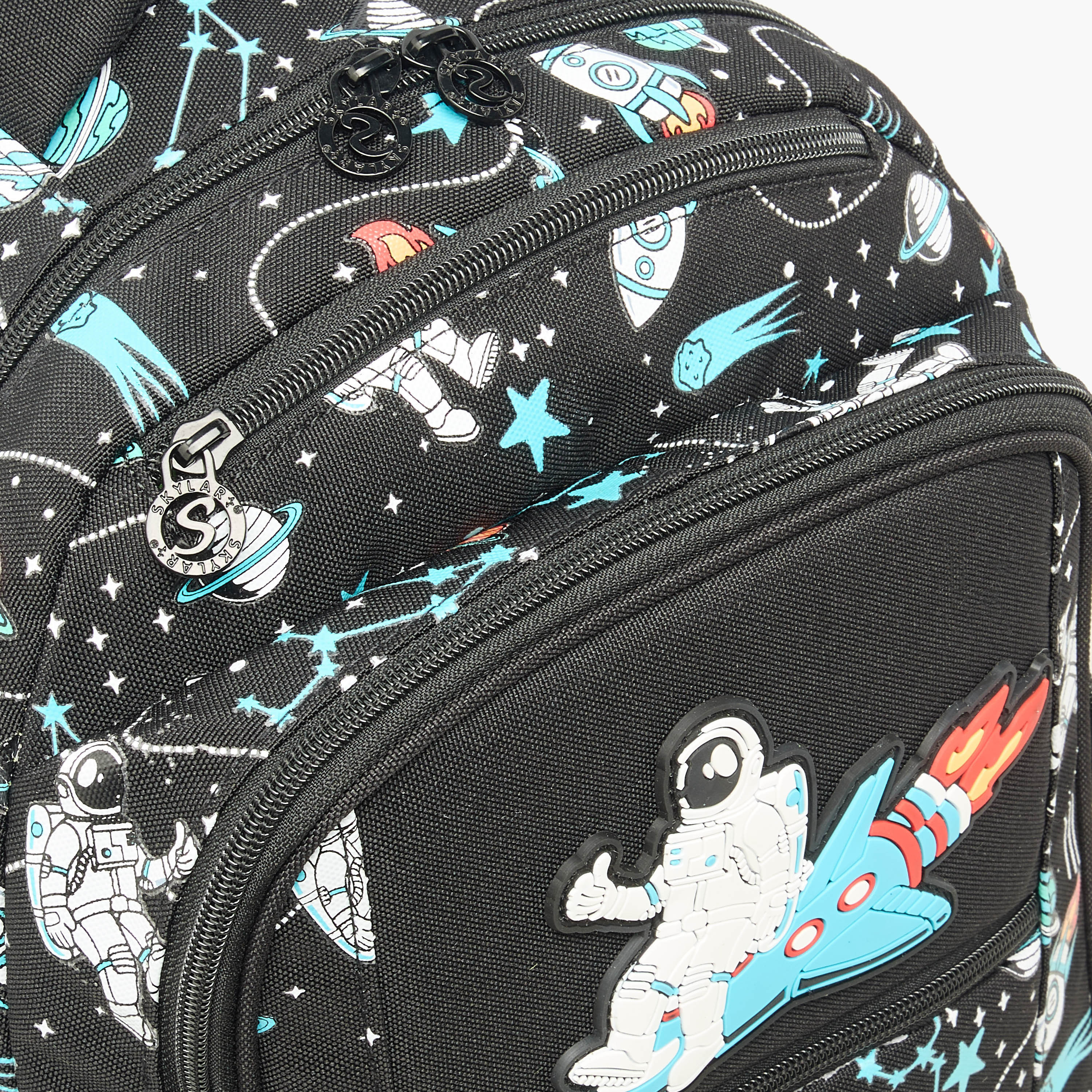 Skylar Astronaut Glow-in-the-Dark Print Backpack with Adjustable Straps and Zip Closure - 25x4x9 cms-school-bagsandbackpacks-backpacks-image-5