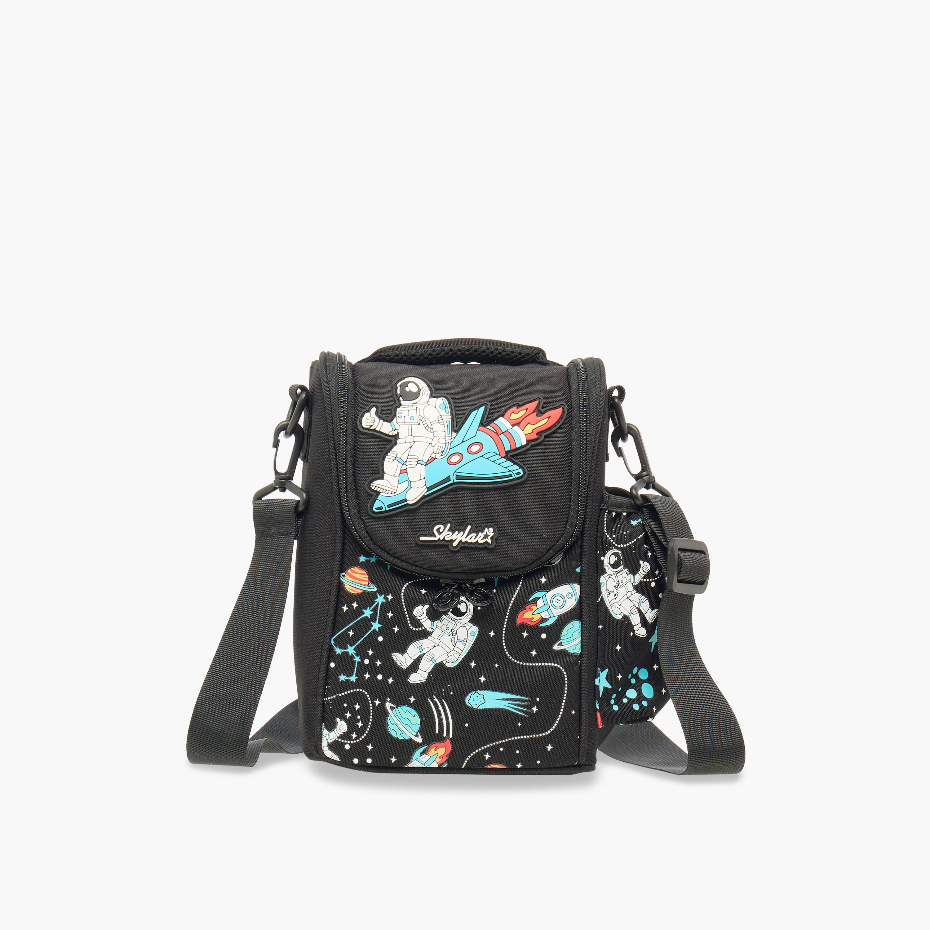 Skylar Astronaut Print Insulated Lunch Bag with Zip Closure-school-lunchessentials-lunchbags-image-1