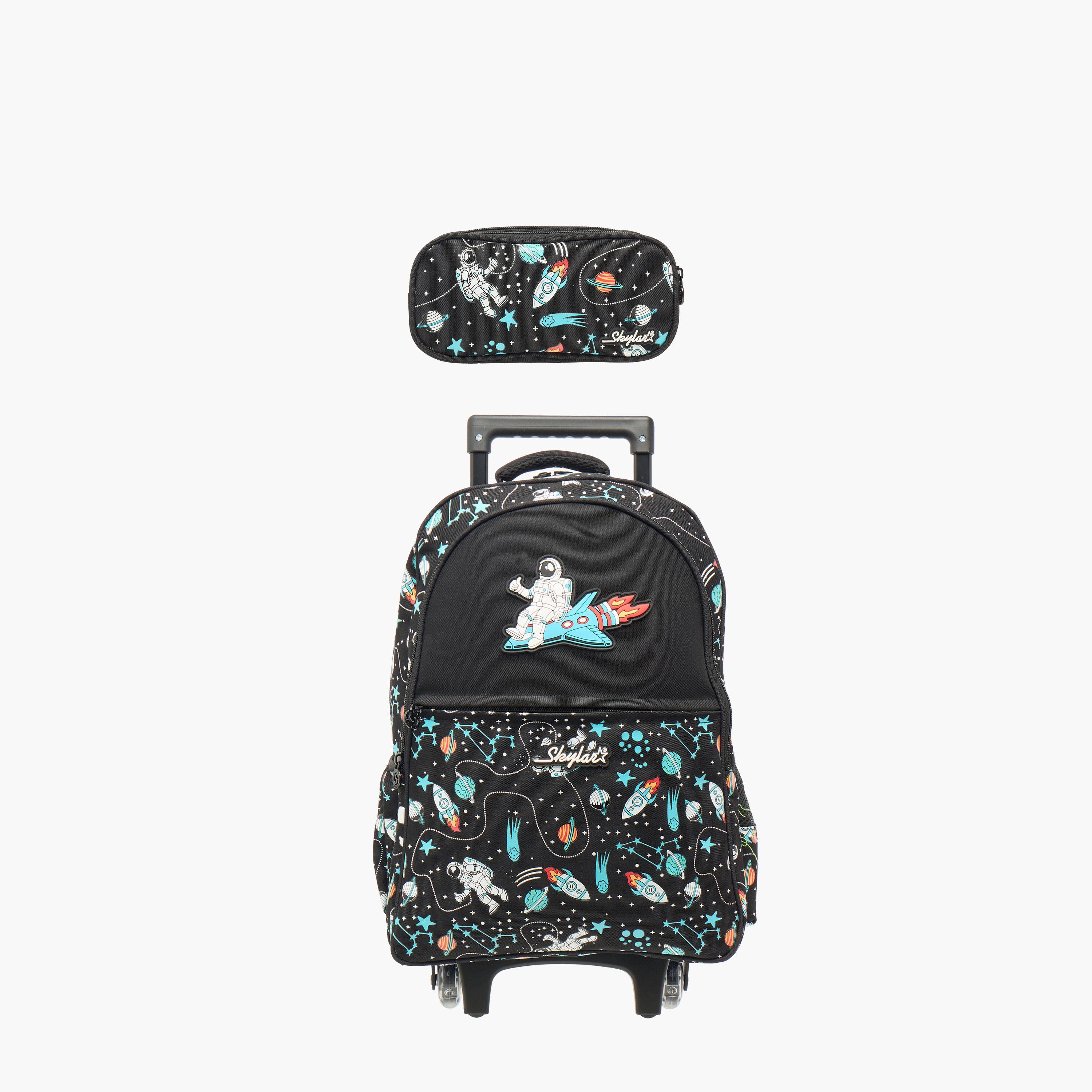 Skylar Astronaut Glow-in-the-Dark Print 2-Compartment Pencil Pouch with Zip Closure-school-stationery-pencilcases-image-6