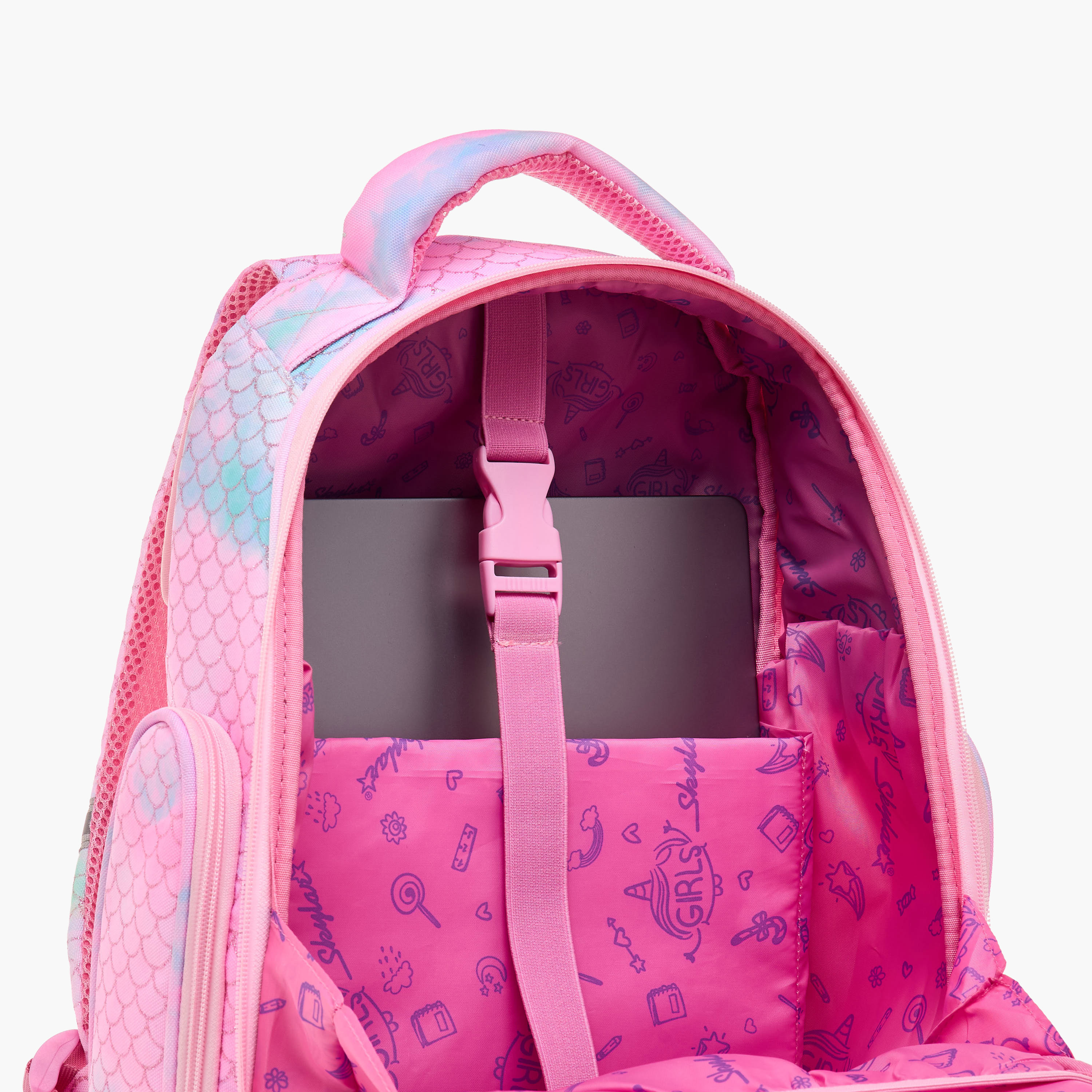 Skylar Mermaid Print Backpack with Adjustable Shoulder Straps and Zip Closure-school-bagsandbackpacks-backpacks-image-11