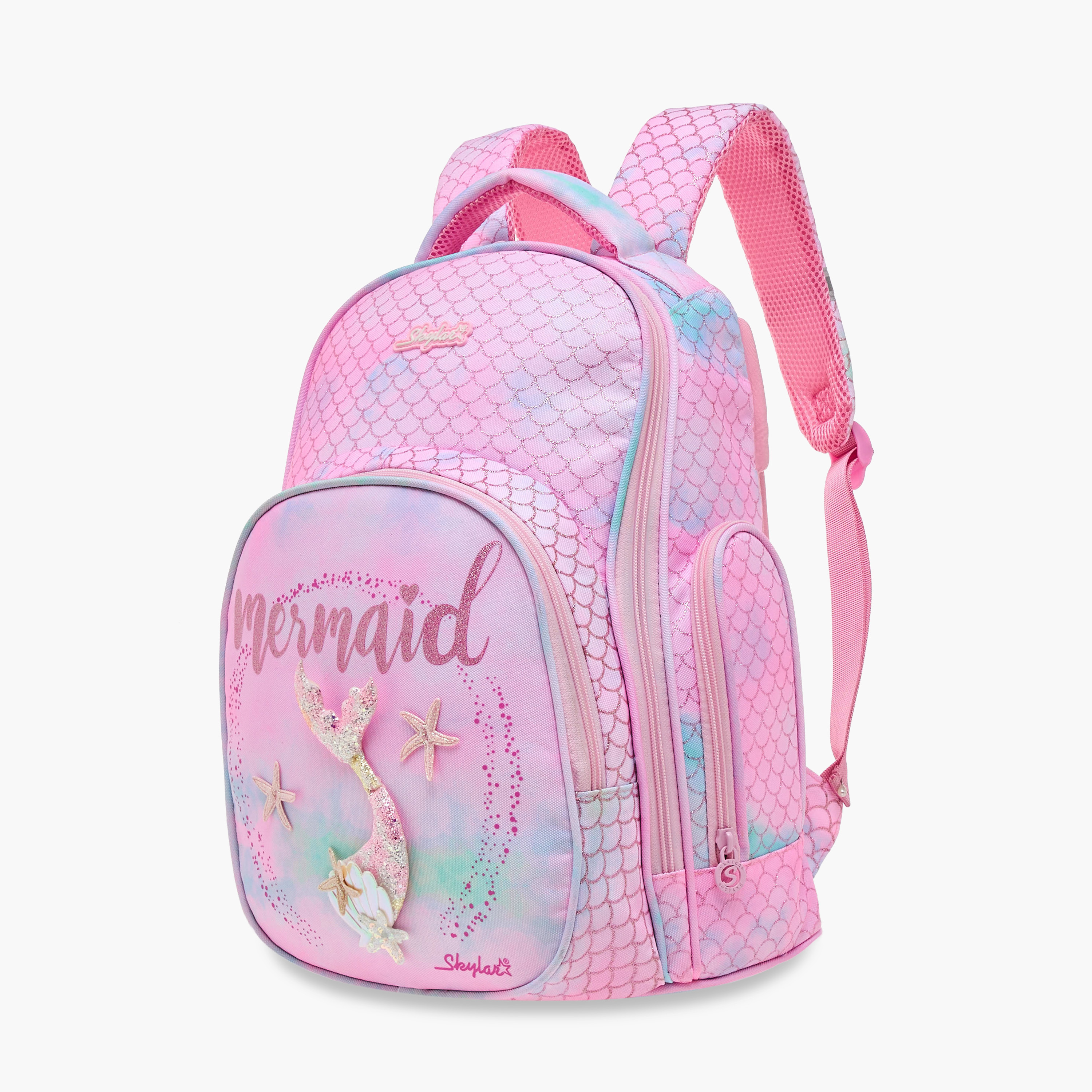 Skylar Mermaid Print Backpack with Adjustable Shoulder Straps and Zip Closure-school-bagsandbackpacks-backpacks-image-2
