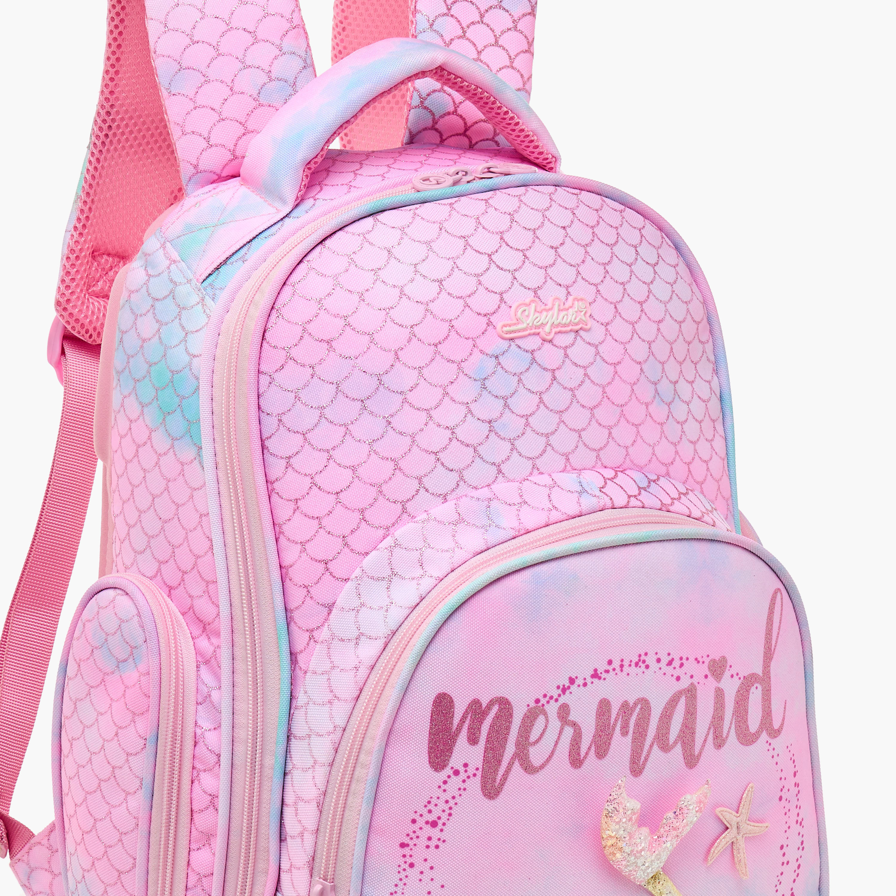 Skylar Mermaid Print Backpack with Adjustable Shoulder Straps and Zip Closure-school-bagsandbackpacks-backpacks-image-7