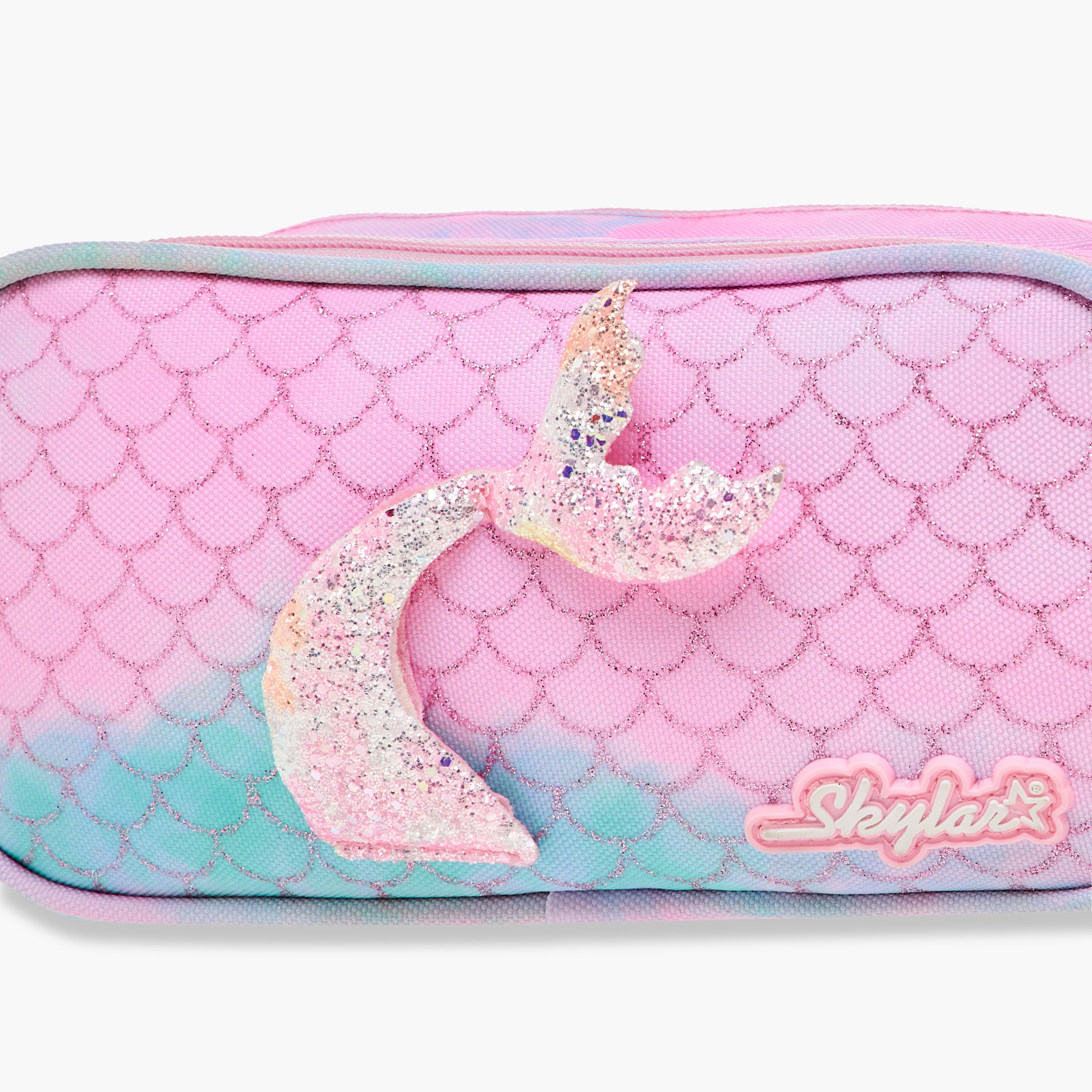 Skylar Mermaid Print Pencil Pouch with Zip Closure-school-stationery-pencilcases-image-4