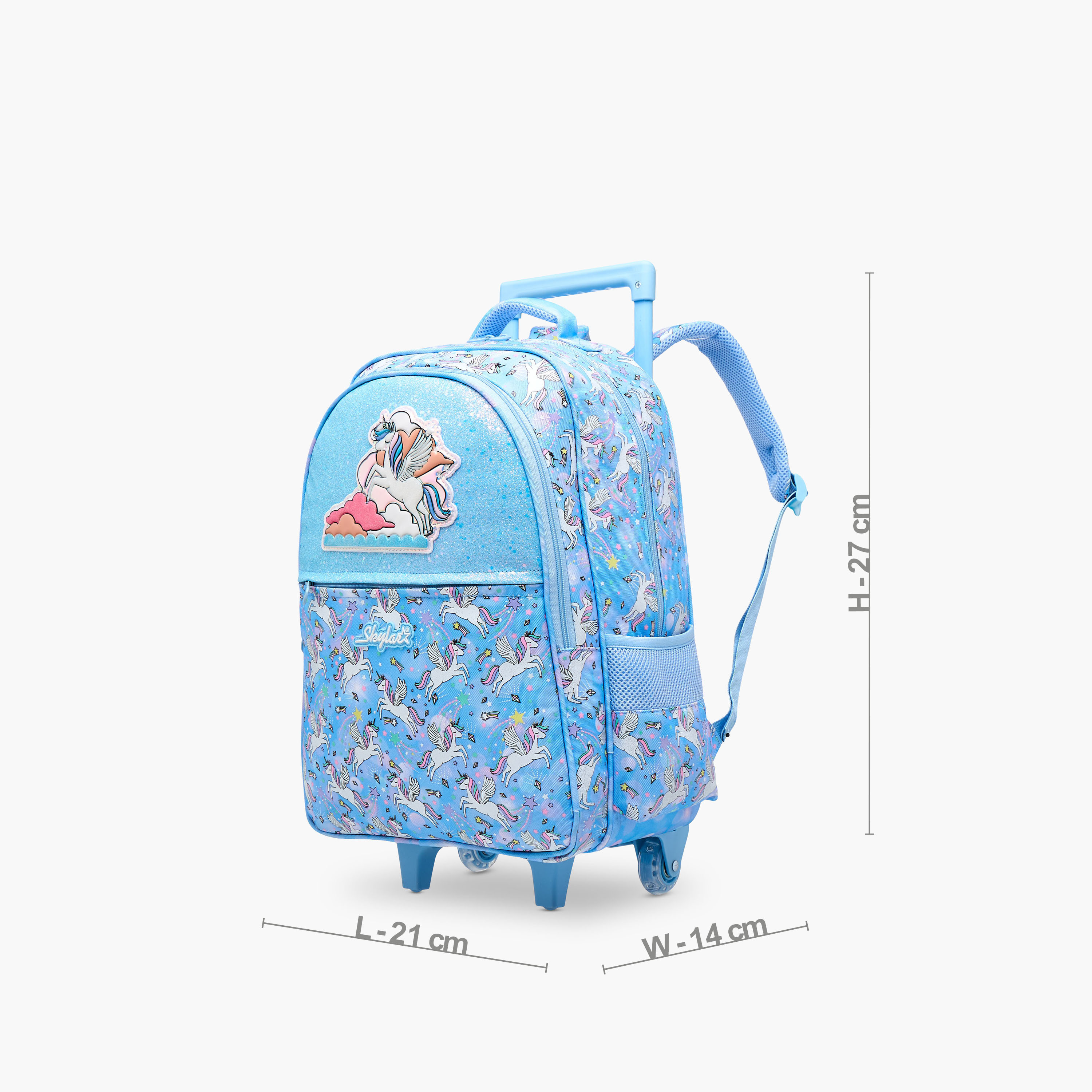 Skylar Unicorn Trolley Bag for Girls 5-8 Years with Padded Shoulder Straps -school-bagsandbackpacks-trolleybags-image-2