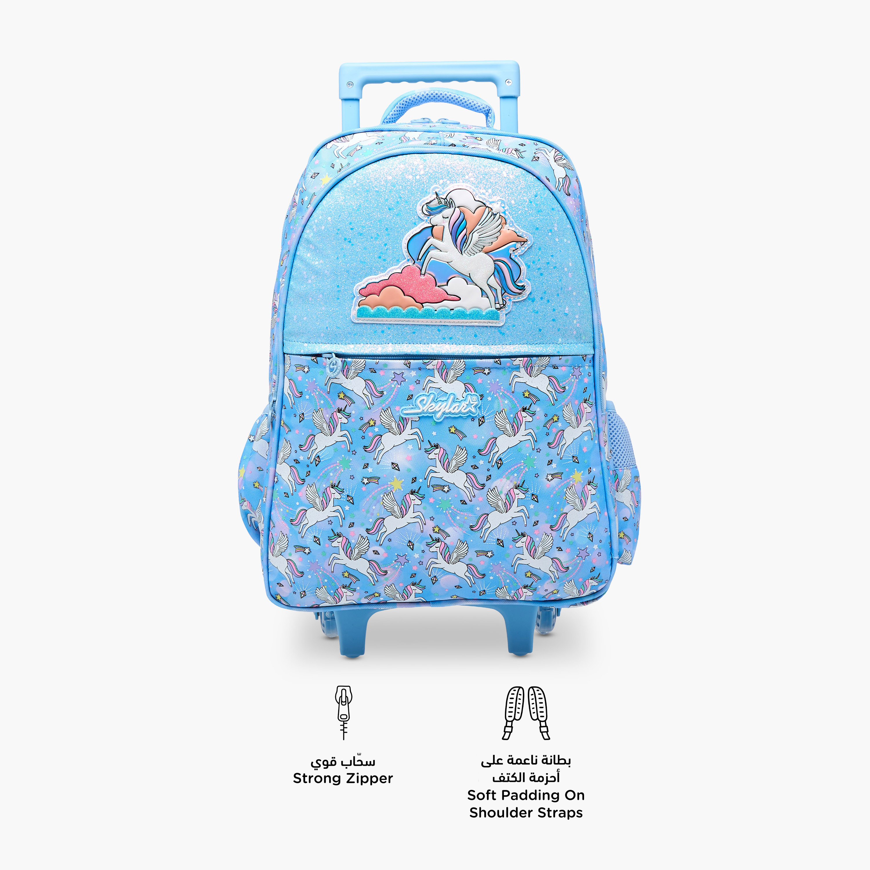 Skylar Unicorn Trolley Bag for Girls 5-8 Years with Padded Shoulder Straps -school-bagsandbackpacks-trolleybags-image-4