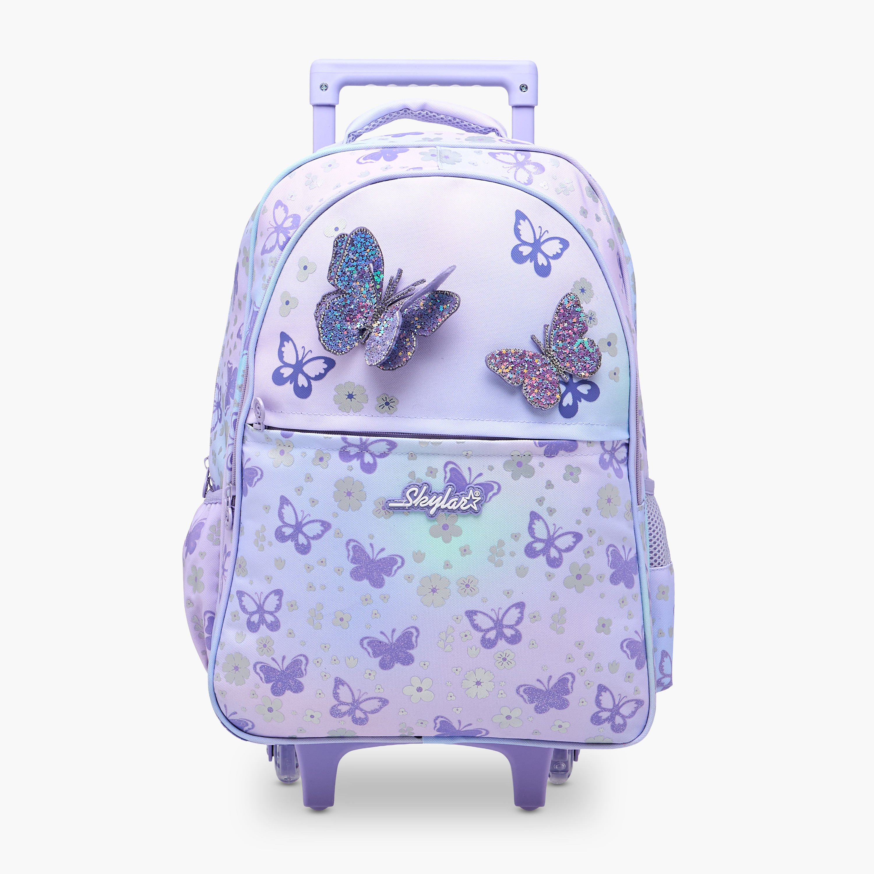 Skylar Butterfly Trolley Bag for Girls 5-8 Years with Padded Shoulder Straps -school-bagsandbackpacks-trolleybags-image-1