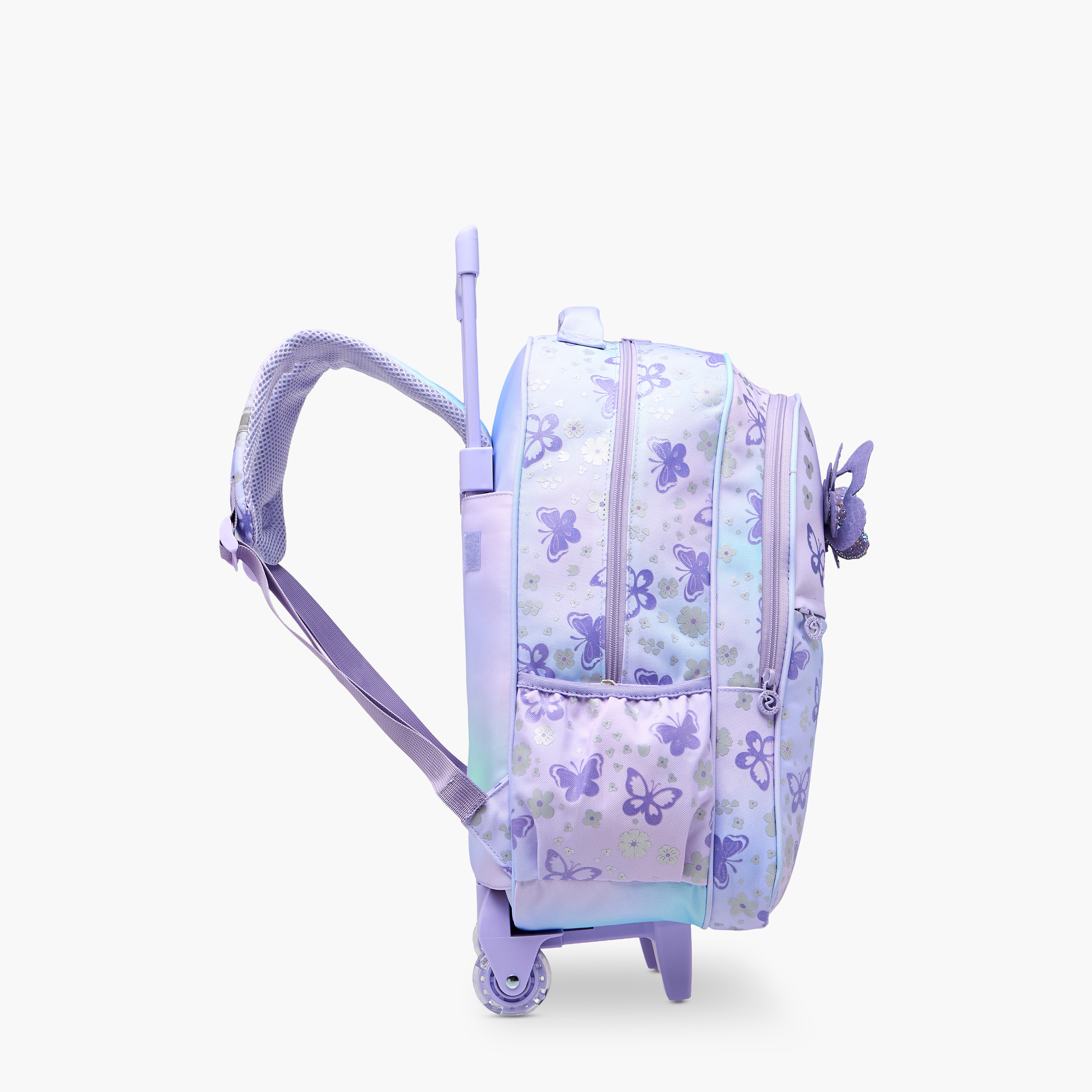 Skylar Butterfly Trolley Bag for Girls 5-8 Years with Padded Shoulder Straps -school-bagsandbackpacks-trolleybags-image-10