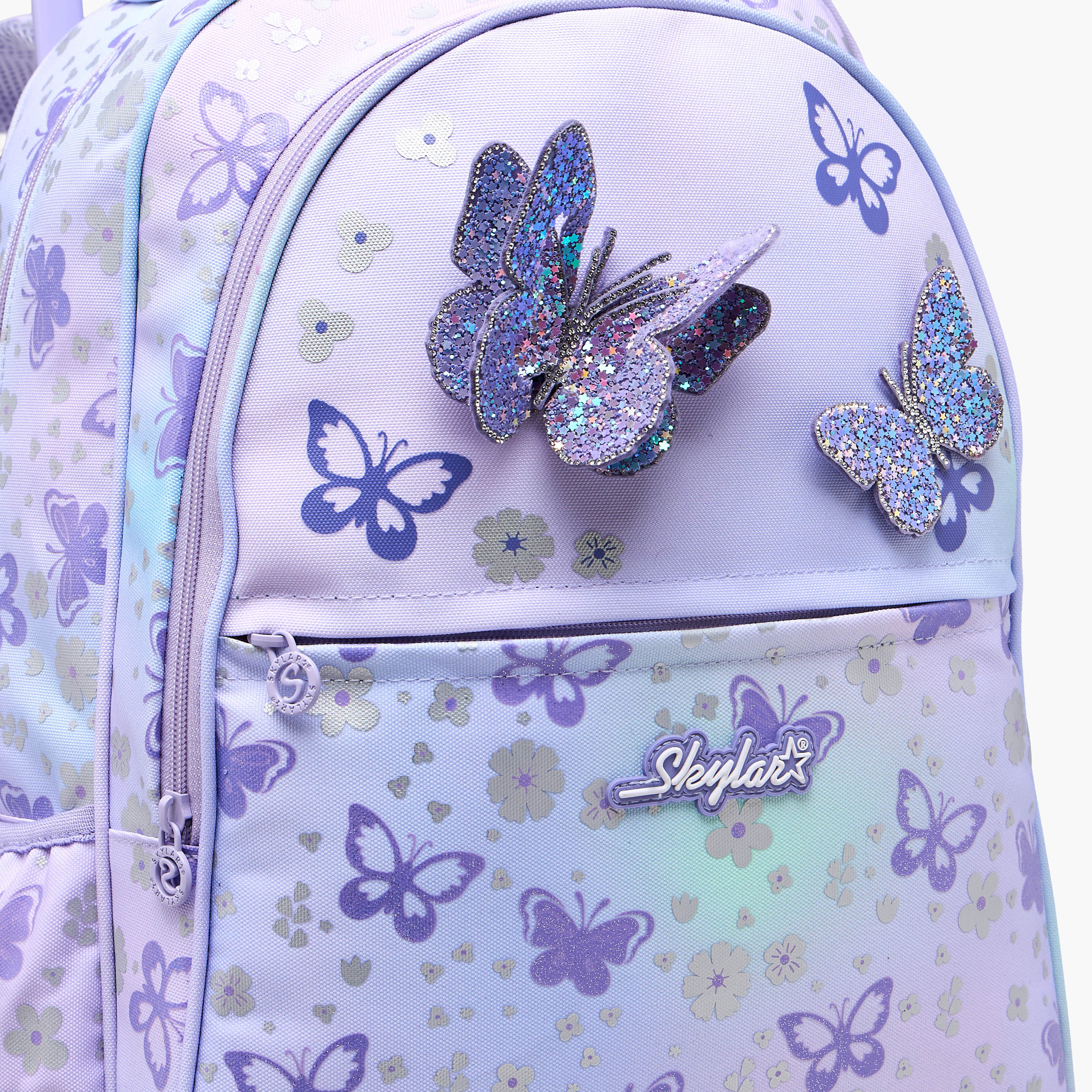 Skylar Butterfly Trolley Bag for Girls 5-8 Years with Padded Shoulder Straps -school-bagsandbackpacks-trolleybags-image-11