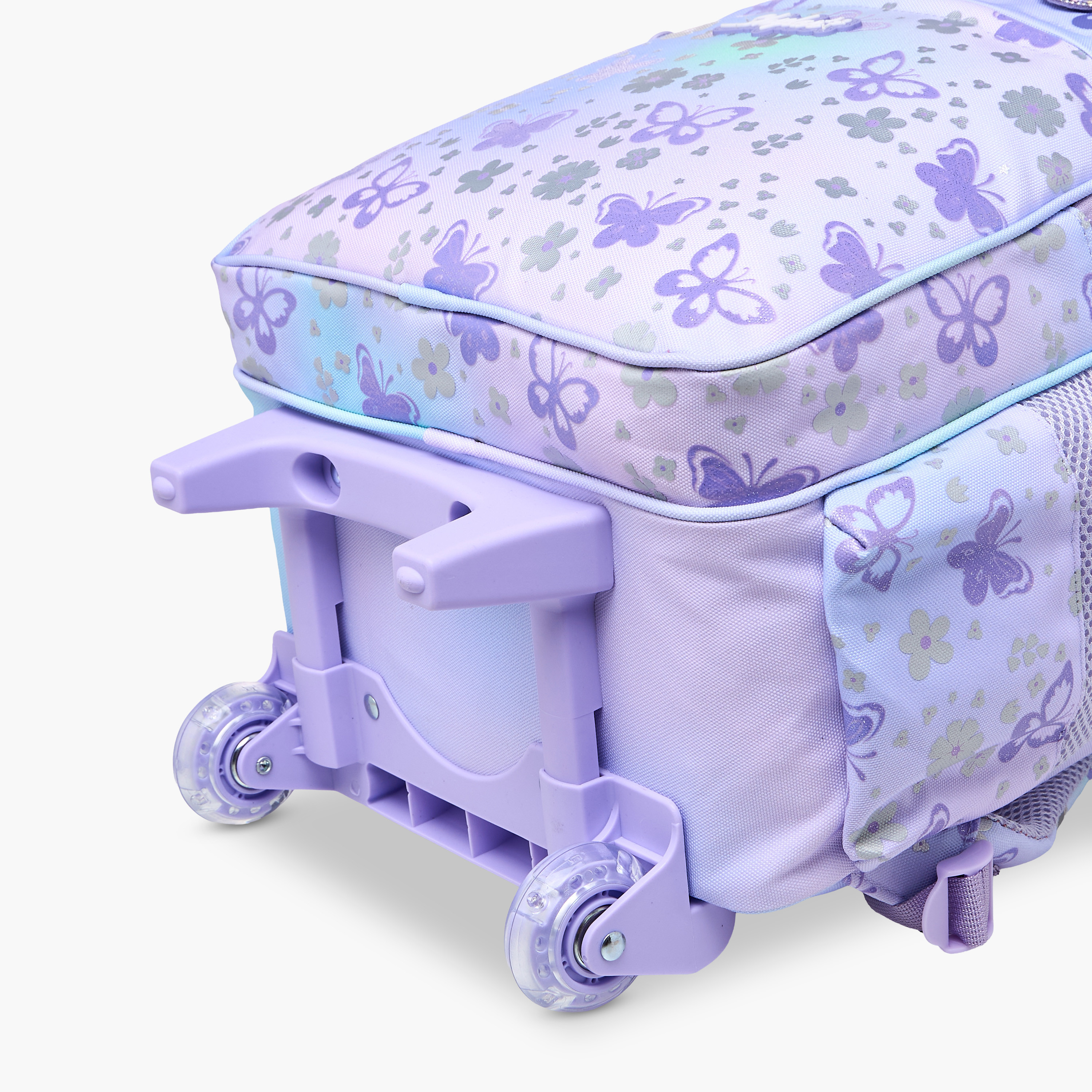 Skylar Butterfly Trolley Bag for Girls 5-8 Years with Padded Shoulder Straps -school-bagsandbackpacks-trolleybags-image-15