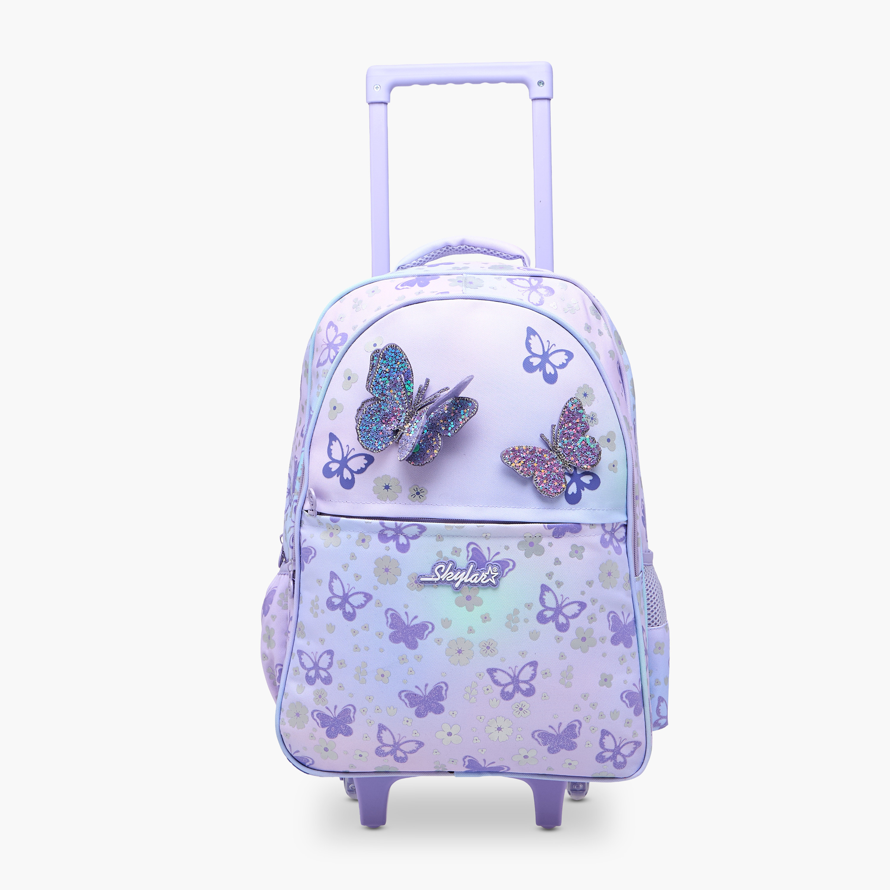 Skylar Butterfly Trolley Bag for Girls 5-8 Years with Padded Shoulder Straps -school-bagsandbackpacks-trolleybags-image-7
