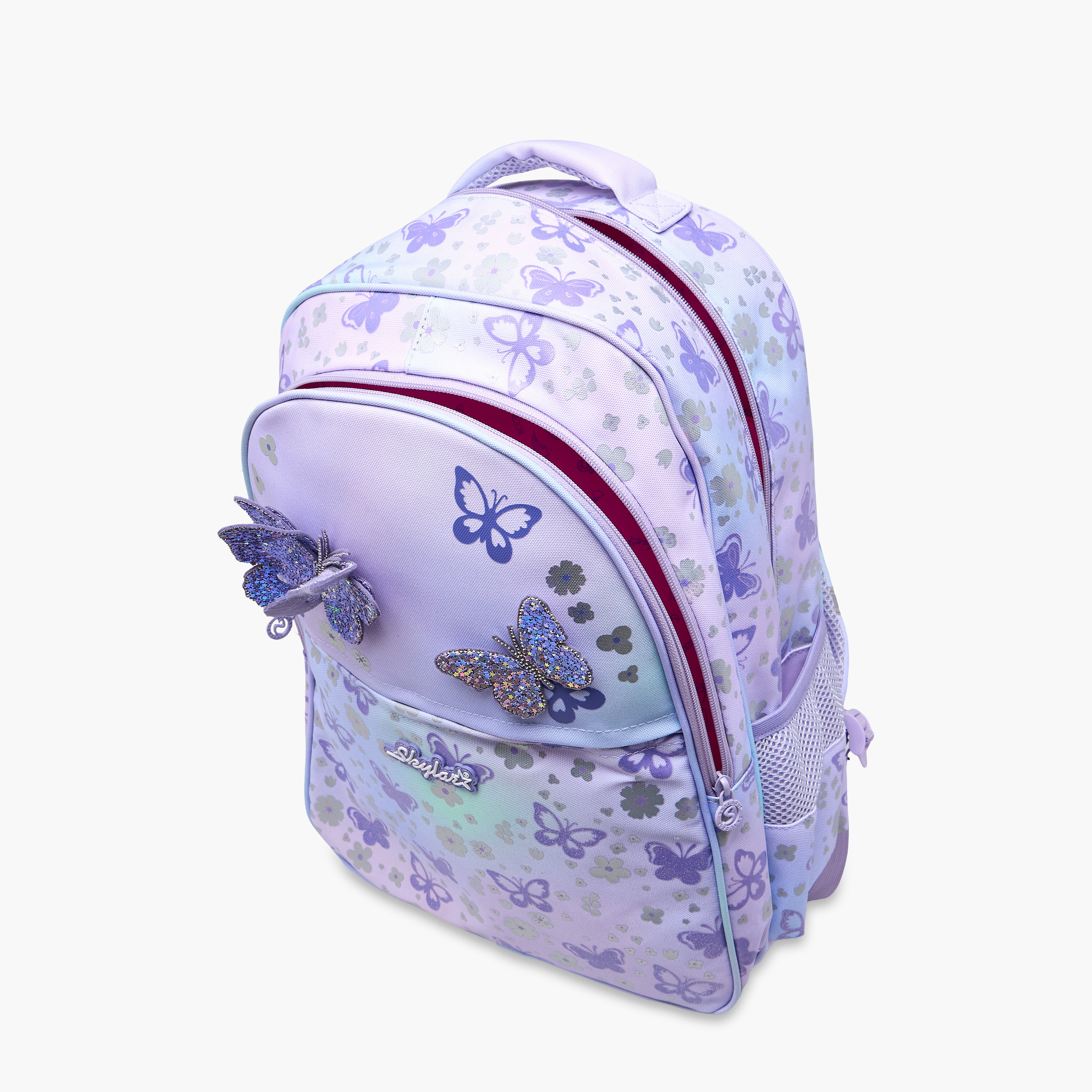 Skylar Butterfly Trolley Bag for Girls 5-8 Years with Padded Shoulder Straps -school-bagsandbackpacks-trolleybags-image-8
