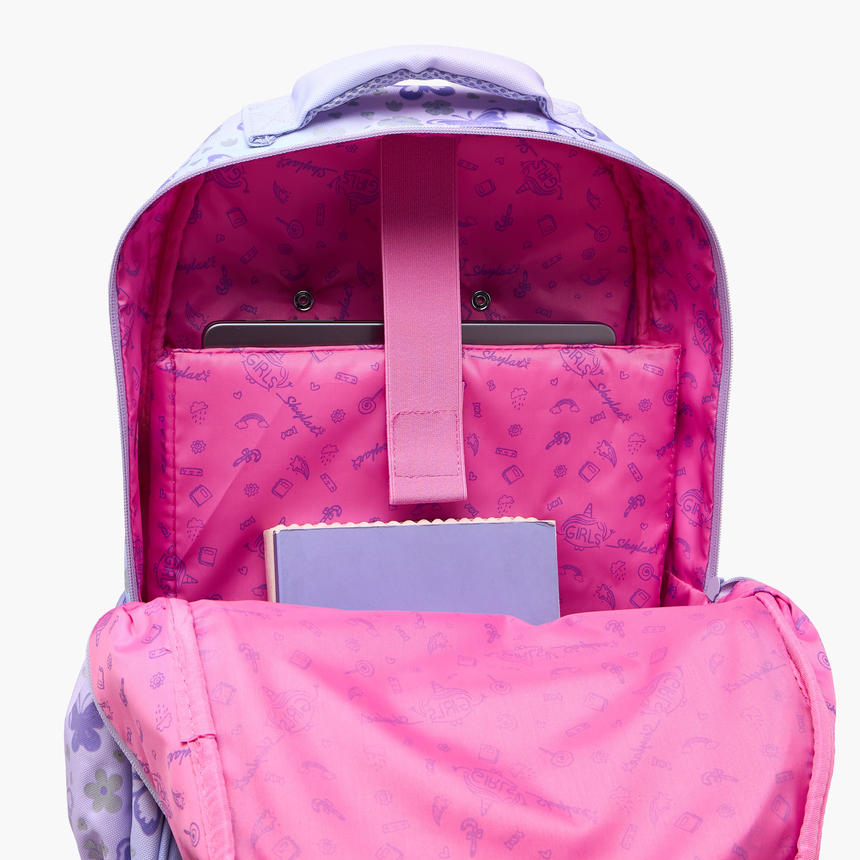 Skylar Butterfly Trolley Bag for Girls 5-8 Years with Padded Shoulder Straps -school-bagsandbackpacks-trolleybags-image-9