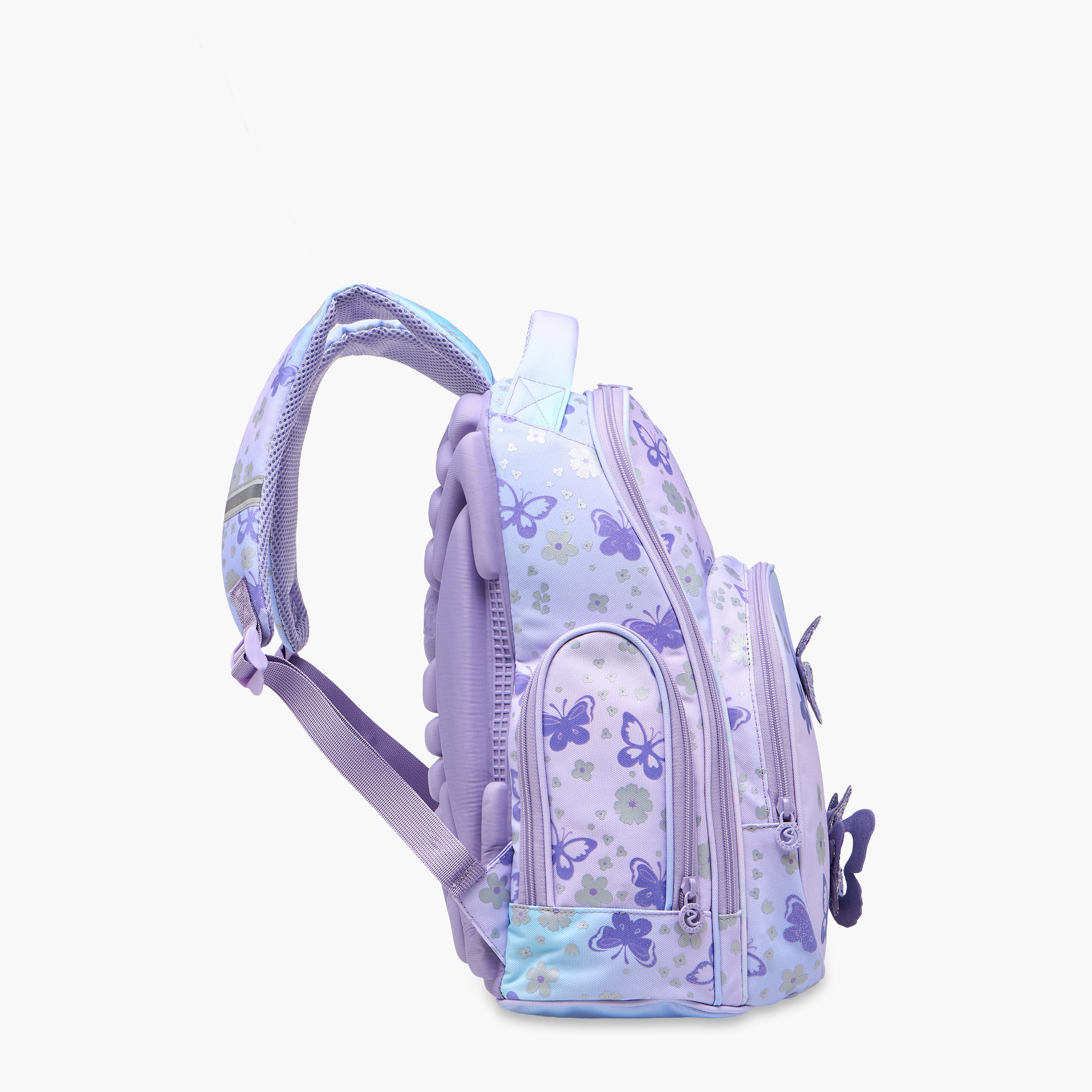 شنطة ظهر بأحزمة قابلة للتعديل وسحاب إغلاق وطبعات فراشات من سكايلار - 8x10x21 سم-school-bagsandbackpacks-backpacks-image-3