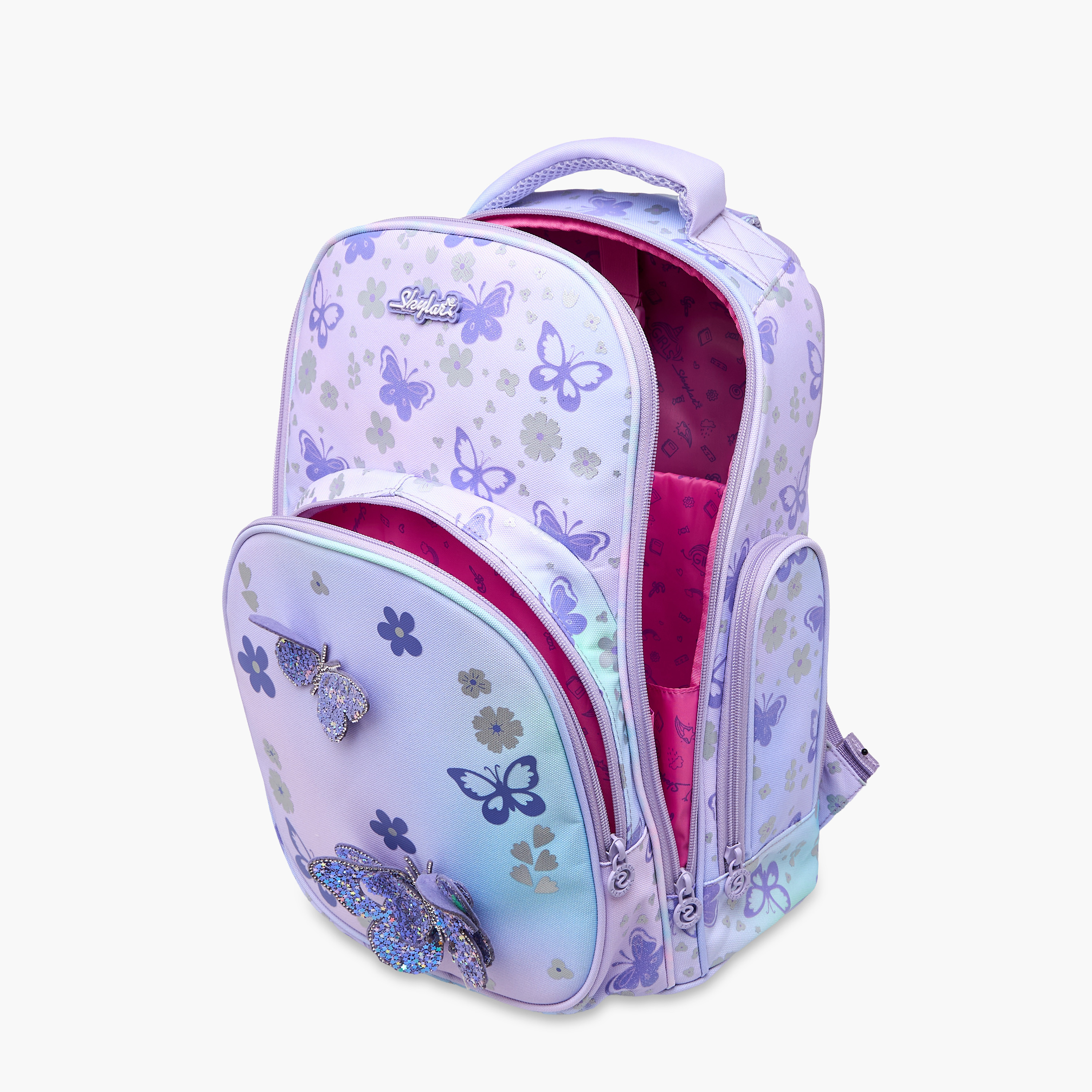 شنطة ظهر بأحزمة قابلة للتعديل وسحاب إغلاق وطبعات فراشات من سكايلار - 8x10x21 سم-school-bagsandbackpacks-backpacks-image-7