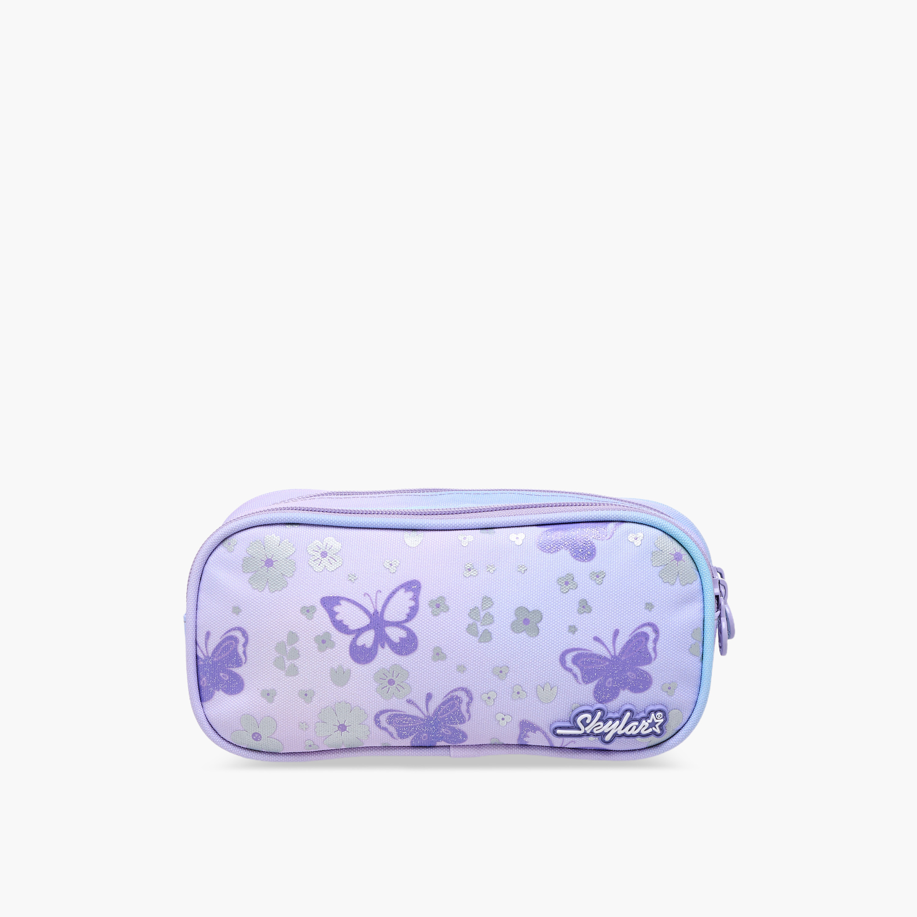 Skylar Butterfly Print Pencil Pouch with Zip Closure-school-stationery-pencilcases-image-1