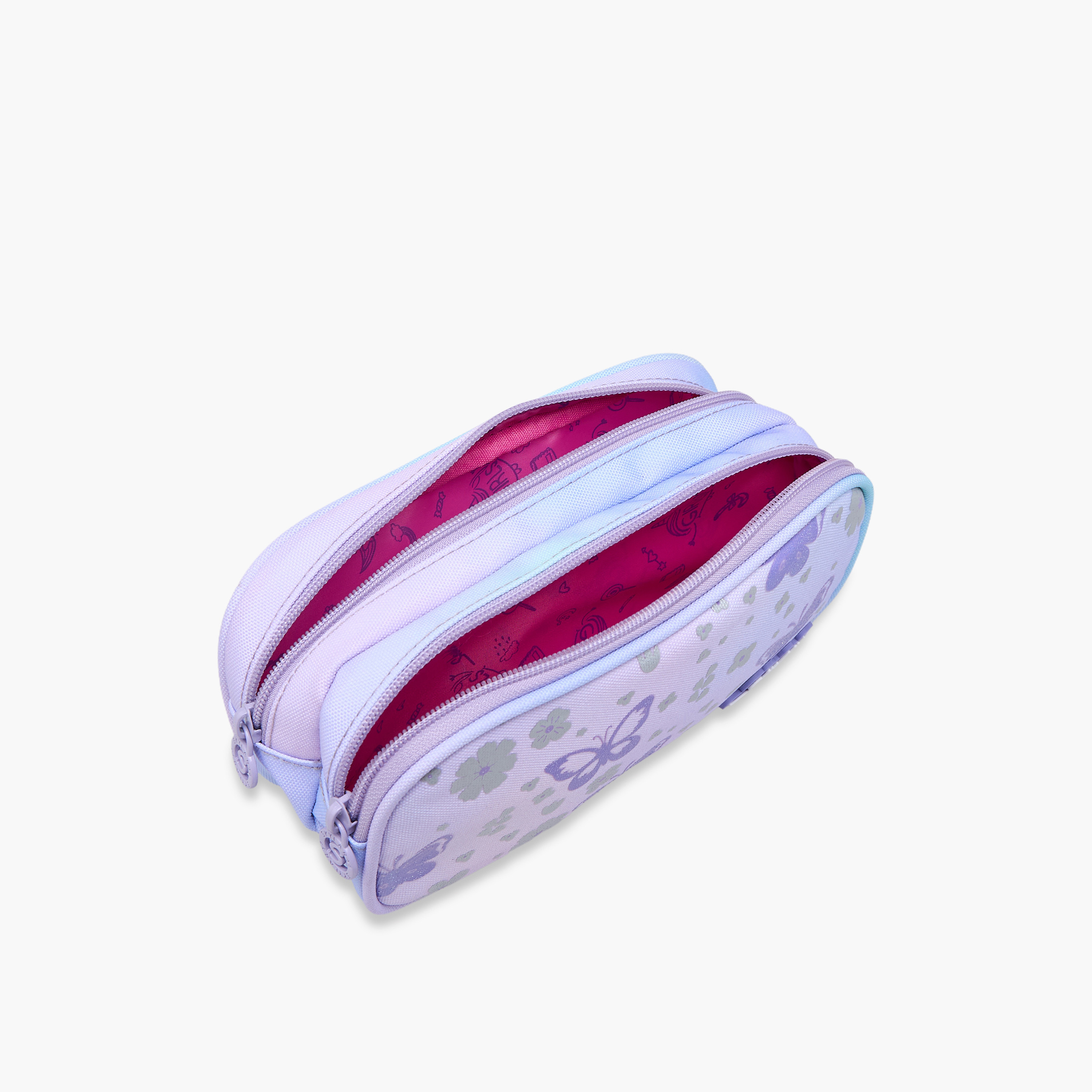 Skylar Butterfly Print Pencil Pouch with Zip Closure-school-stationery-pencilcases-image-5