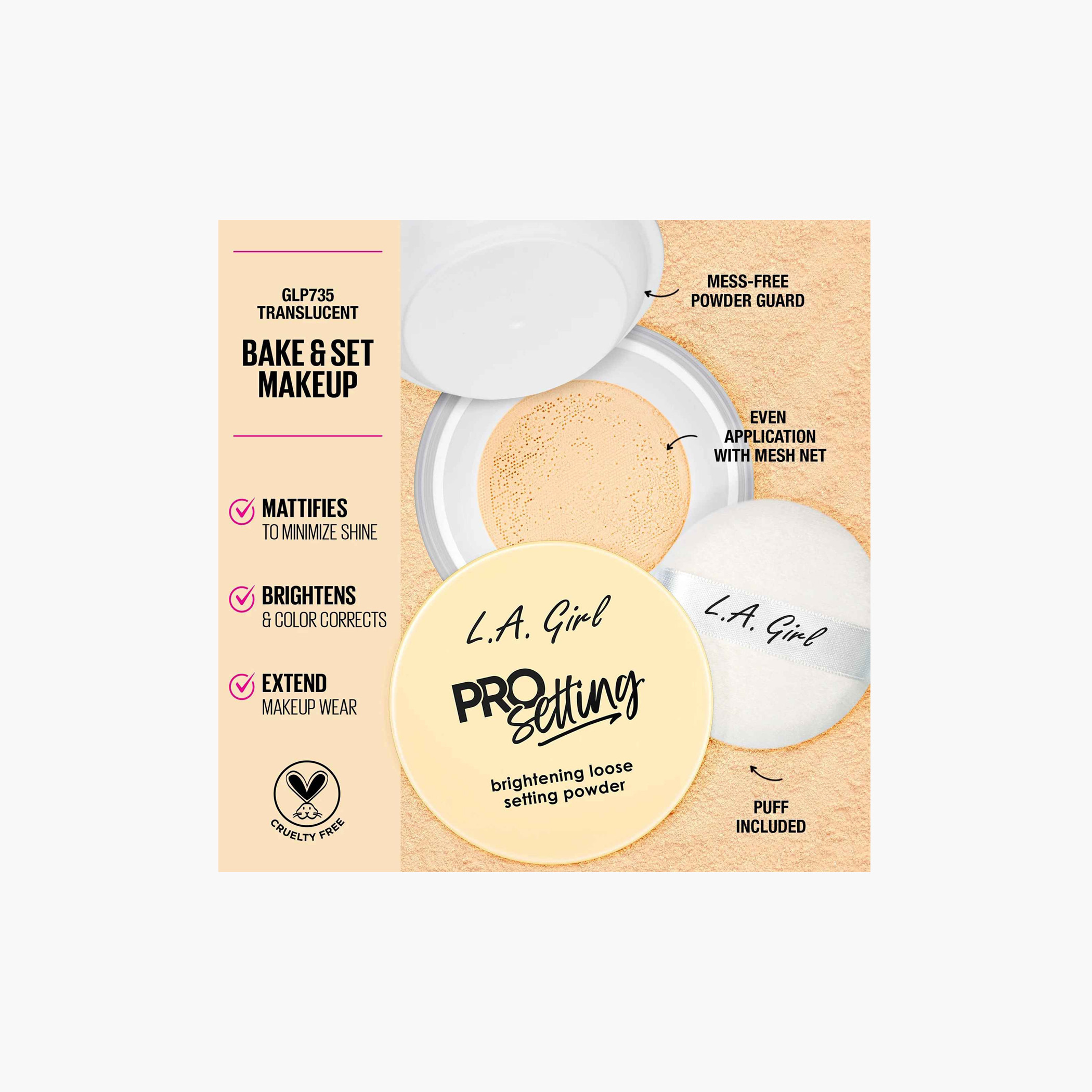 بودرة تثبيت سائبة للتفتيح برو سيتنج من إل إيه جيرل-beautyandpersonalcare-makeup-face-facepowders-image-2