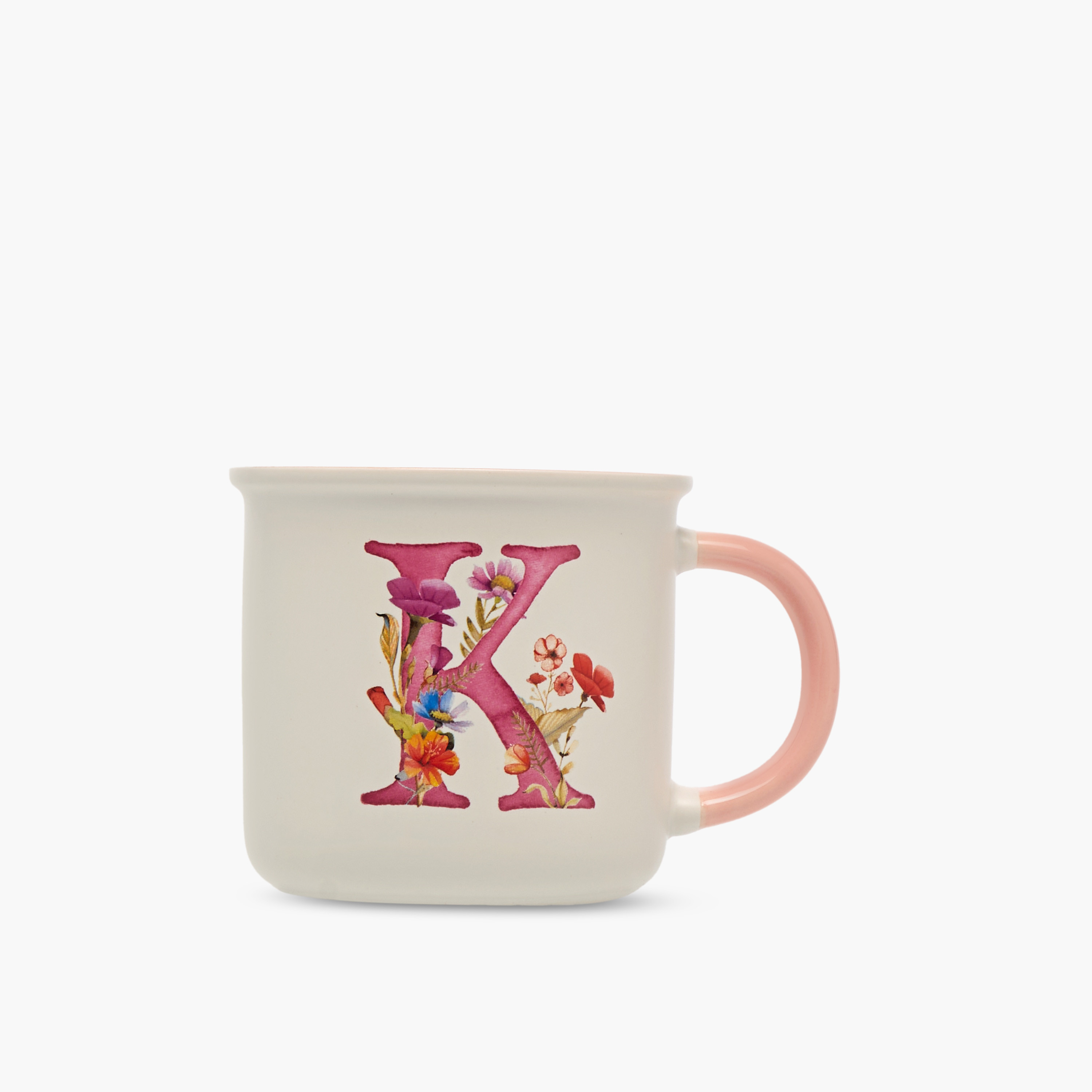 Floral Initial K Print New Bone China Mug - 355 ml-household-dining-teaandcoffee-mugsandcups-image-1