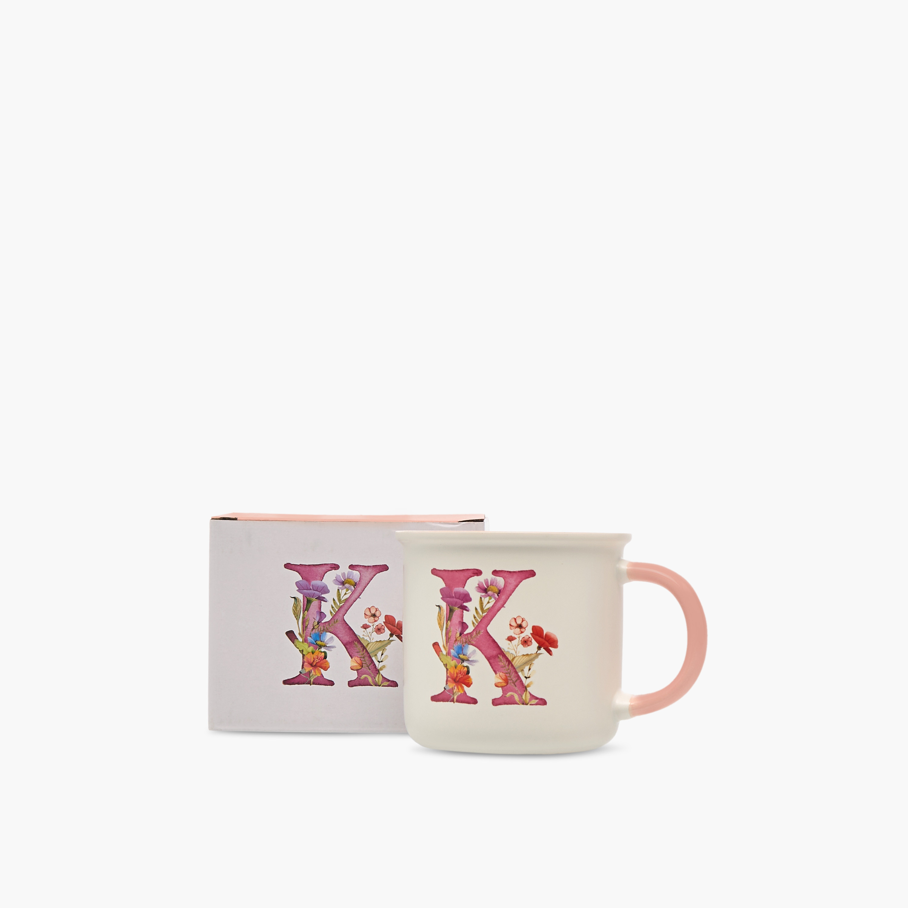 Floral Initial K Print New Bone China Mug - 355 ml-household-dining-teaandcoffee-mugsandcups-image-4