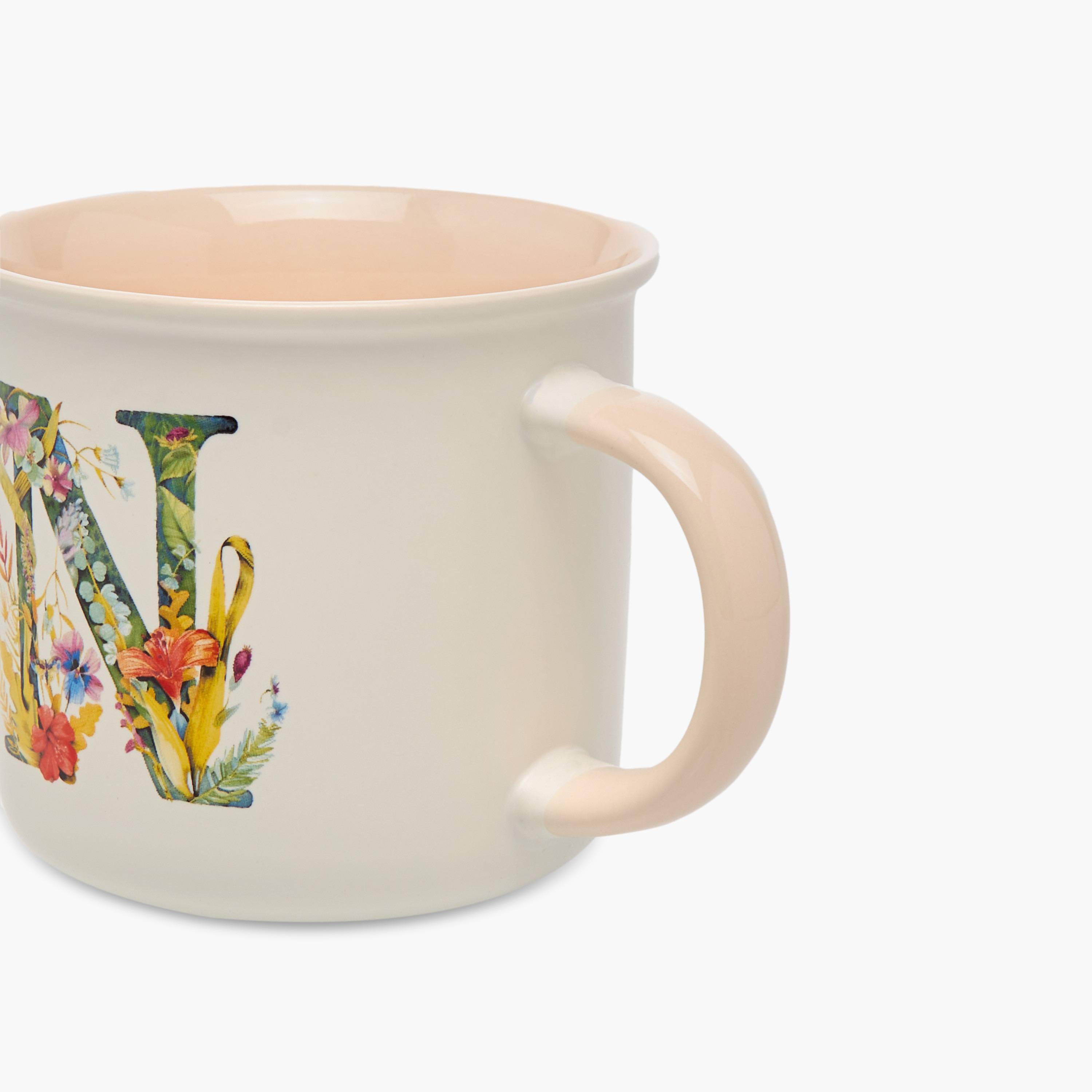 مج خزف صيني بطبعات زهرية وحرف "N" - بسعة 355 مل-household-dining-teaandcoffee-mugsandcups-image-2