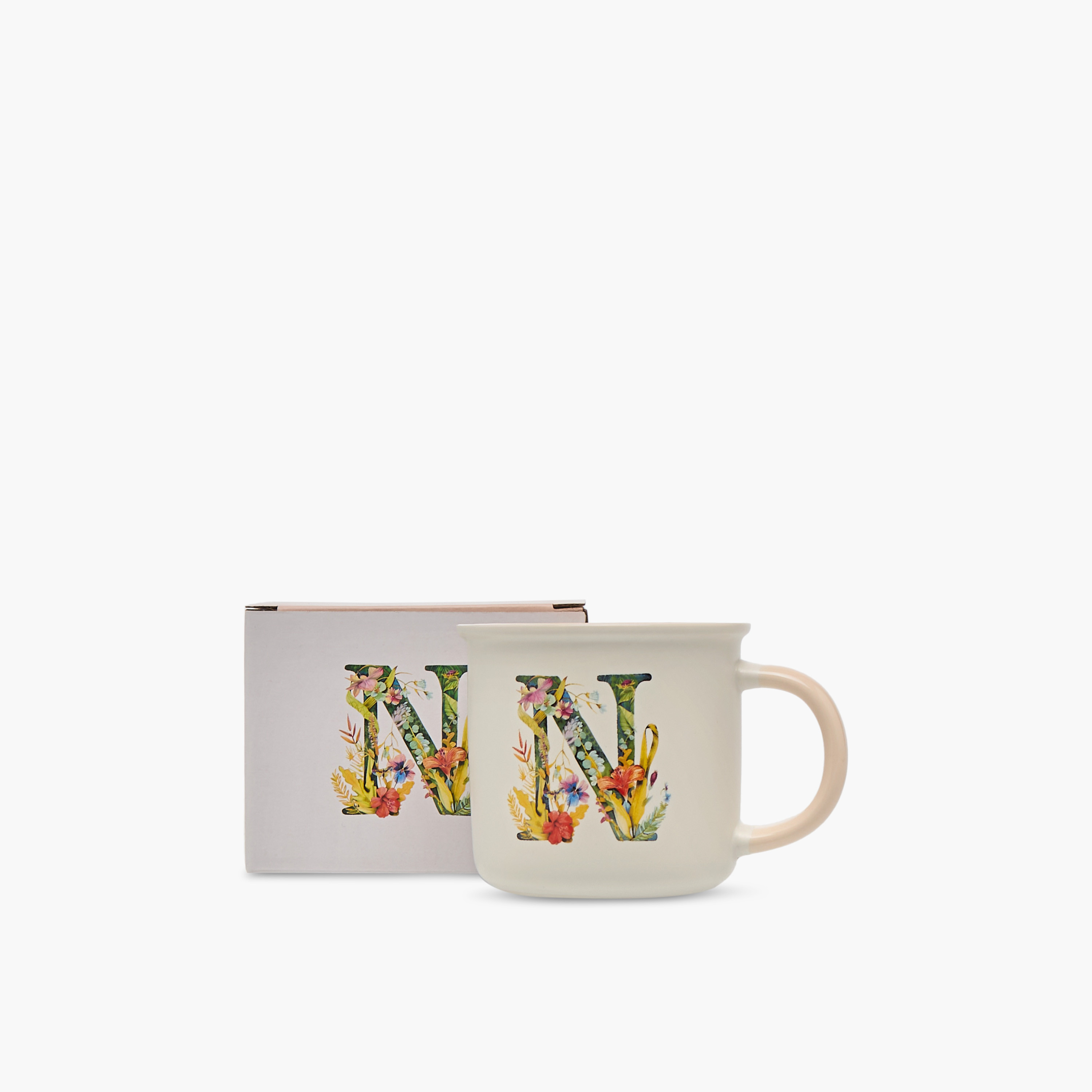 مج خزف صيني بطبعات زهرية وحرف "N" - بسعة 355 مل-household-dining-teaandcoffee-mugsandcups-image-4