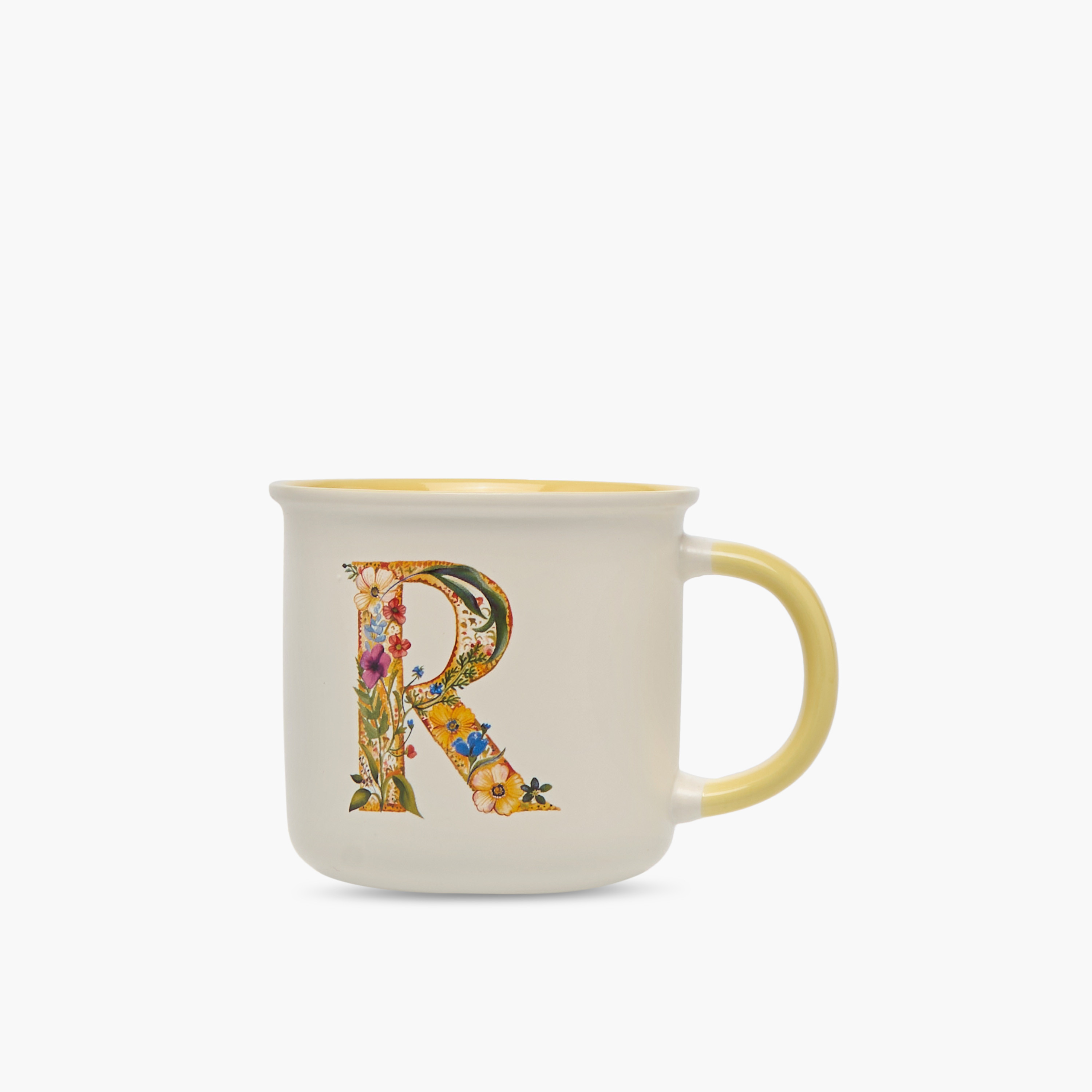 Floral Initial R Print New Bone China Mug - 355 ml-household-dining-teaandcoffee-mugsandcups-image-1