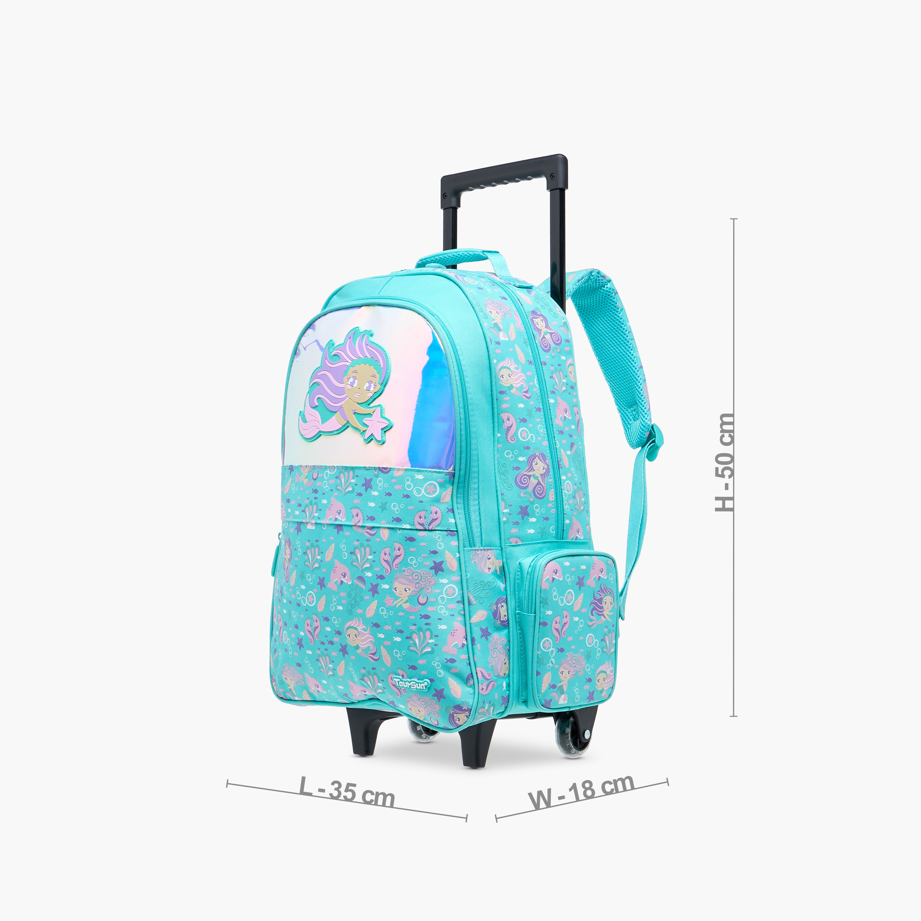 Toursun Mermaid Trolley Bag for Girls 5-8 Years with Padded Shoulder Straps -school-bagsandbackpacks-trolleybags-image-4