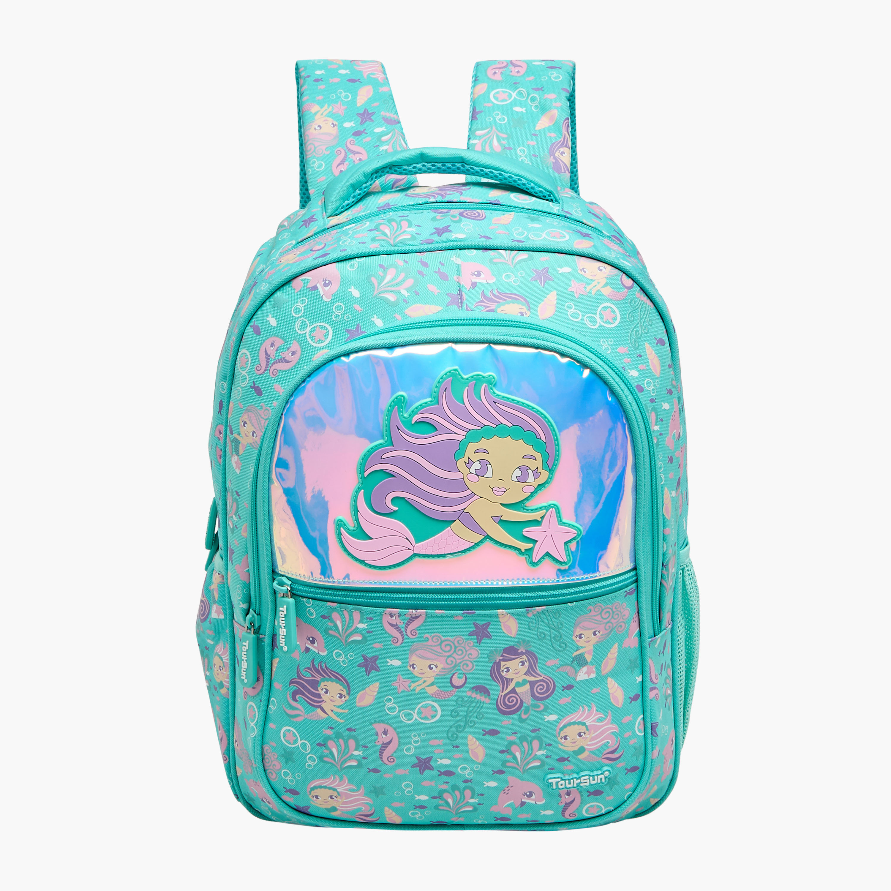 Toursun Mermaid Print Backpack with Adjustable Straps and Zip Closure - 13x30x42 cms-school-bagsandbackpacks-backpacks-image-1