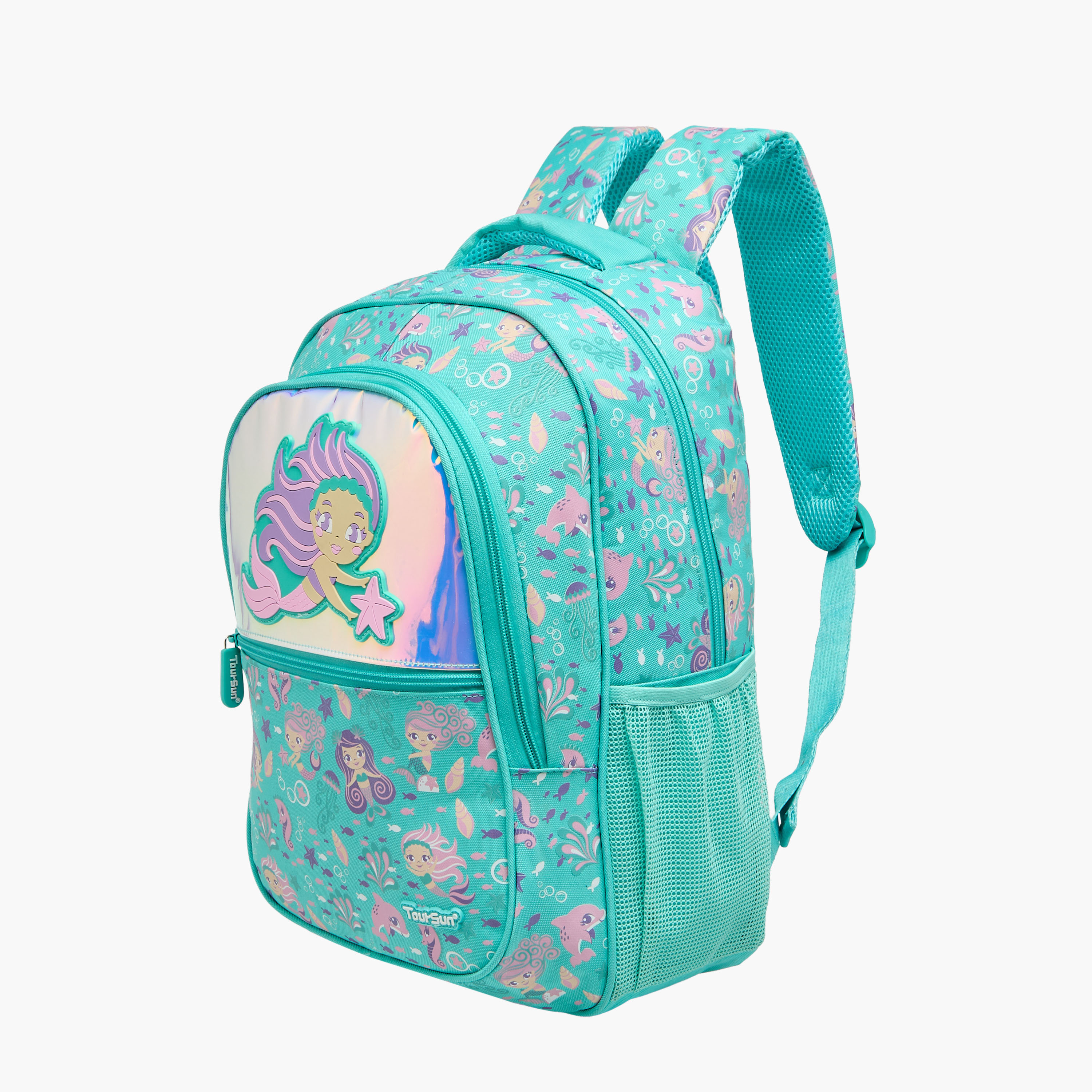 Toursun Mermaid Print Backpack with Adjustable Straps and Zip Closure - 13x30x42 cms-school-bagsandbackpacks-backpacks-image-2