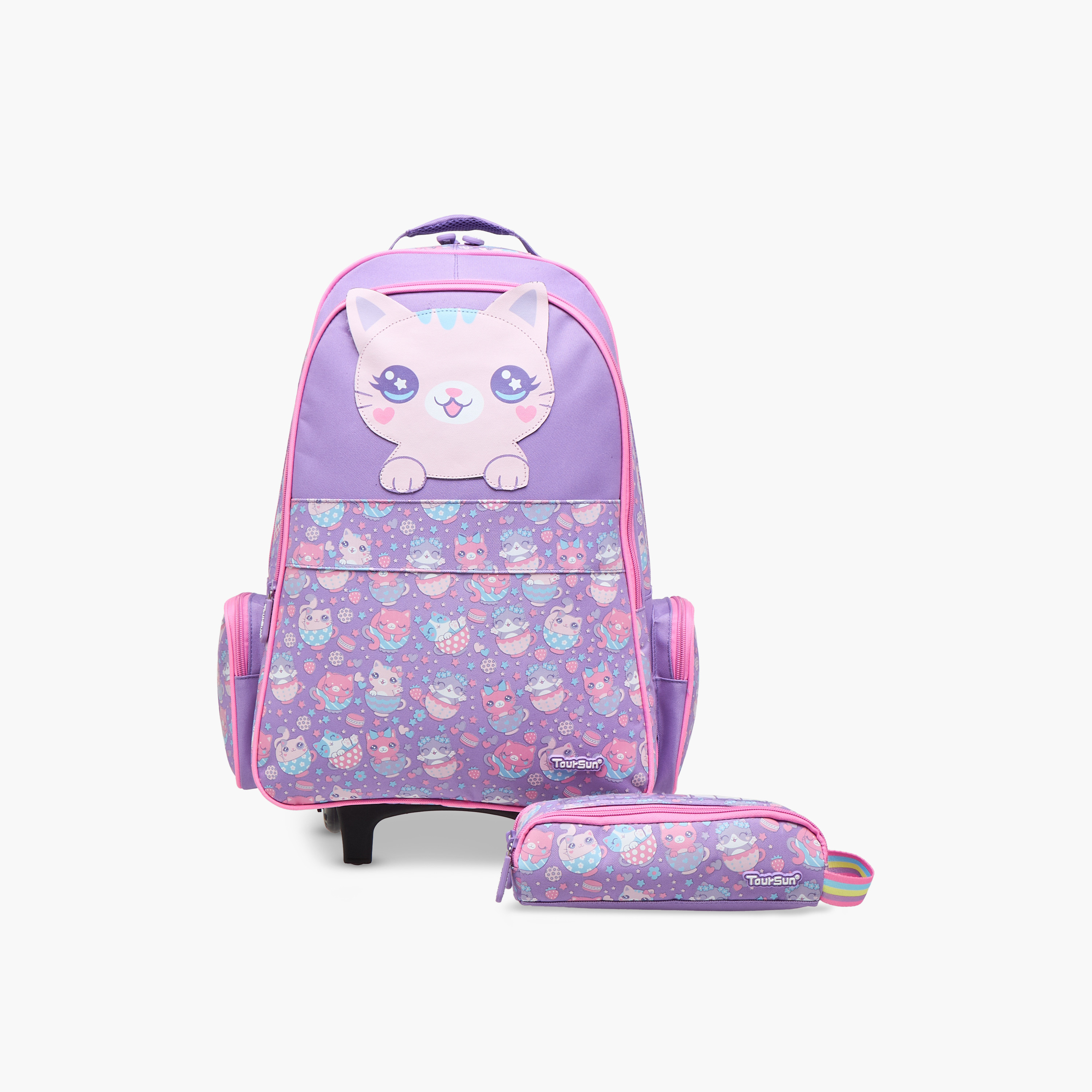 Toursun Cats Trolley Bag for Girls 5-8 Years with Padded Shoulder Straps -school-bagsandbackpacks-trolleybags-image-15