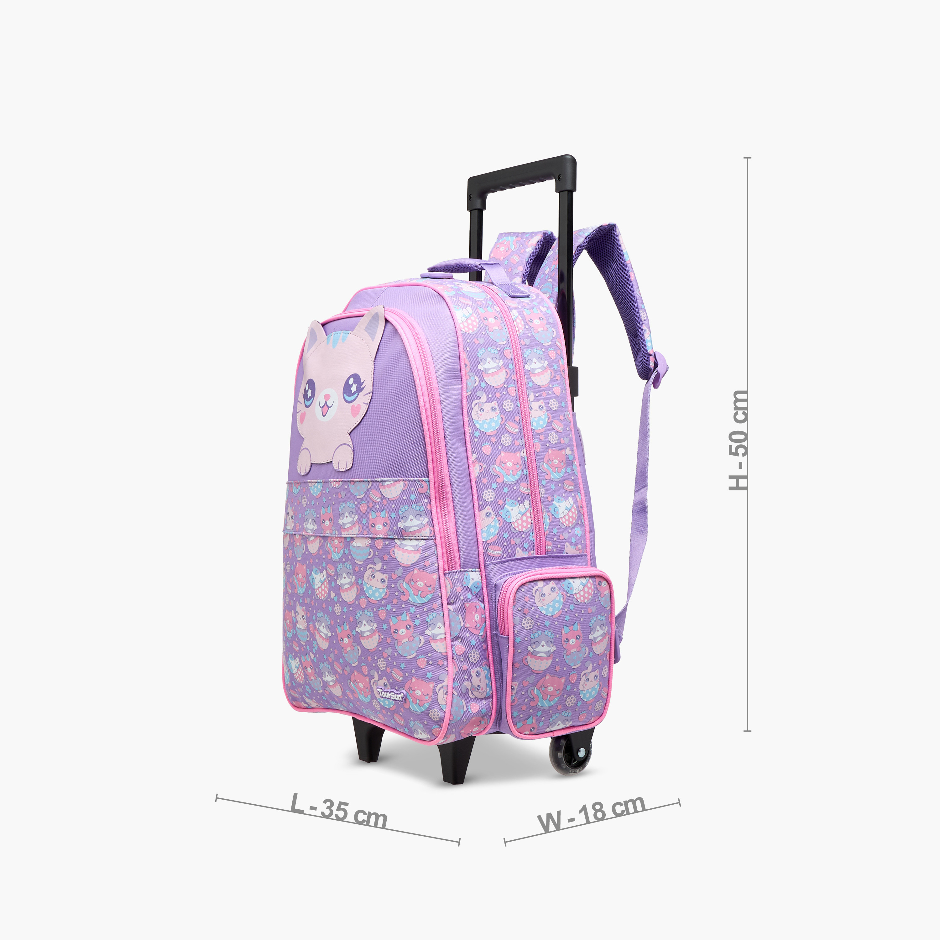 Toursun Cats Trolley Bag for Girls 5-8 Years with Padded Shoulder Straps -school-bagsandbackpacks-trolleybags-image-2