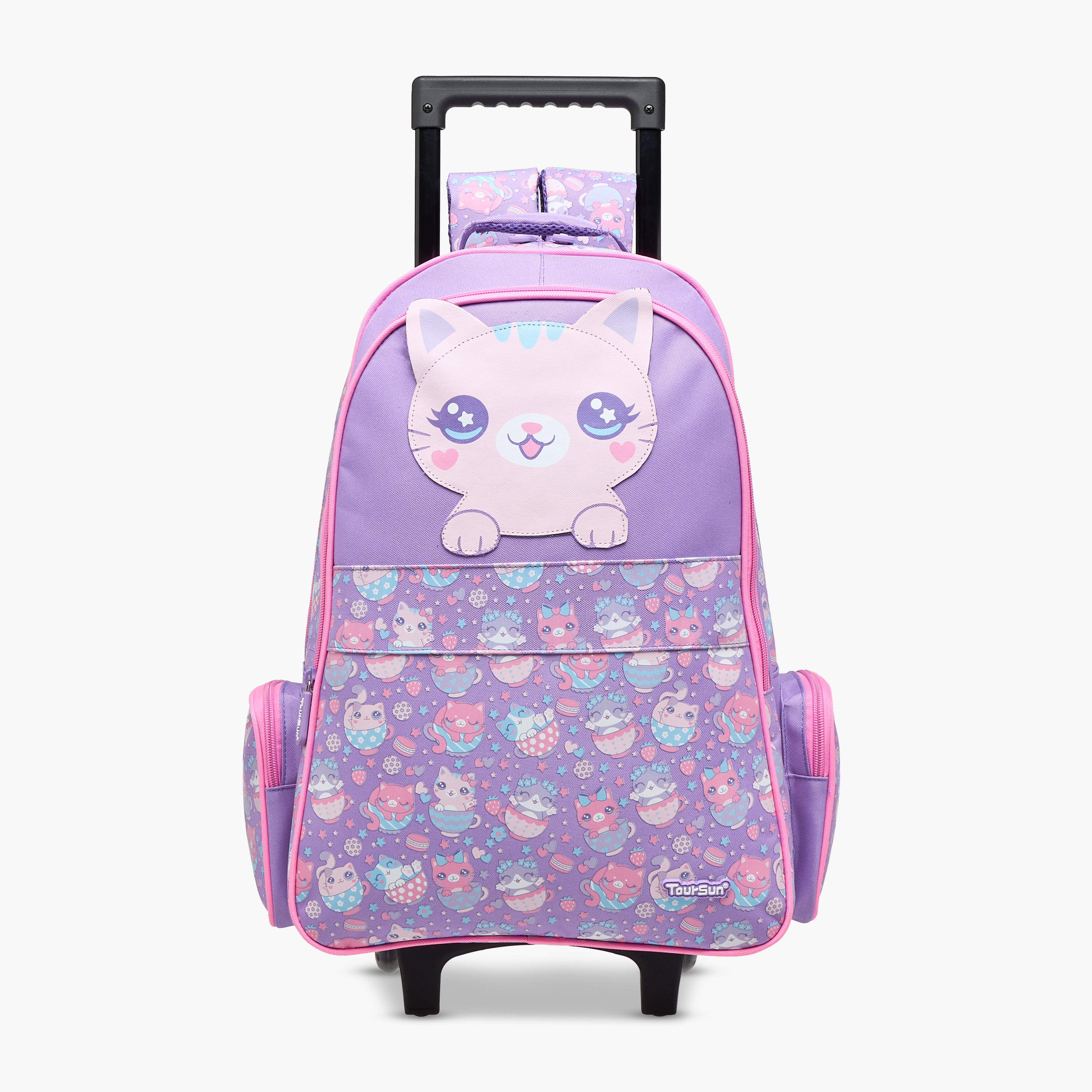 Toursun Cats Trolley Bag for Girls 5-8 Years with Padded Shoulder Straps -school-bagsandbackpacks-trolleybags-image-7