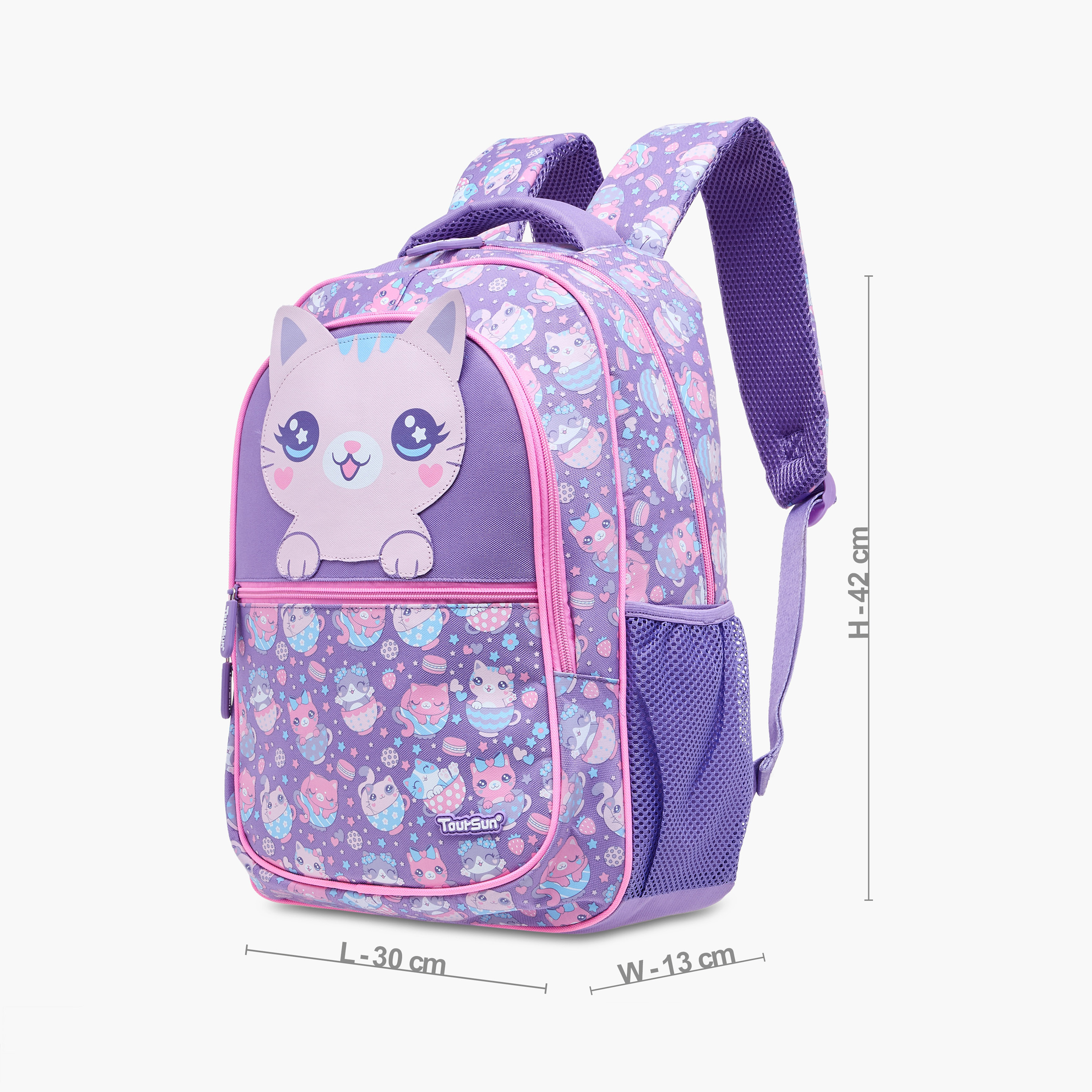 Toursun Cat Print Backpack with Adjustable Shoulder Straps and Zip Closure - 30x13x42 cms-promo_LS20_OMN-image-2