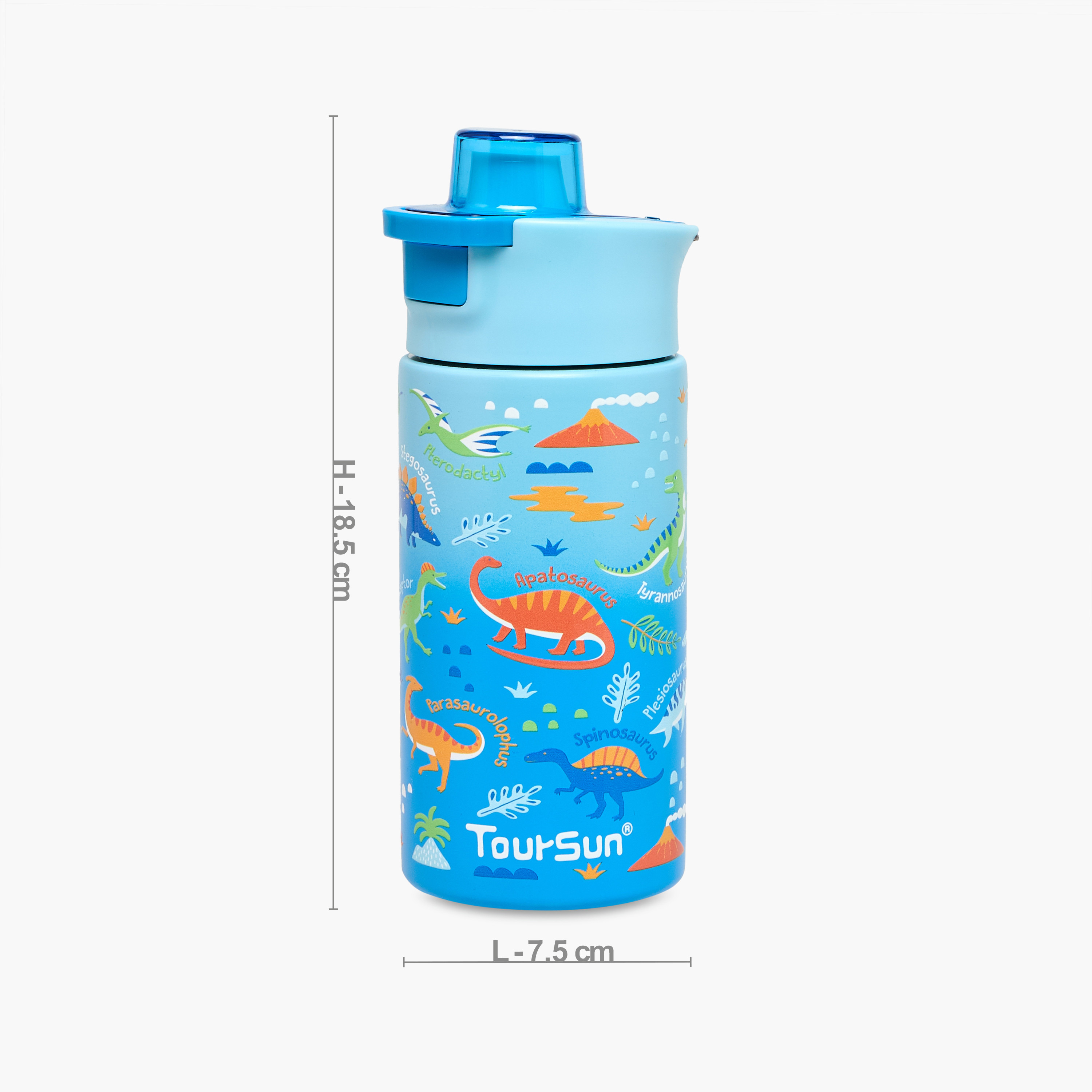 Toursun Dinosaur Stainless Steel Water Bottle with Sipper and Flip-Up Handle – 320 ml-school-waterbottles-image-2