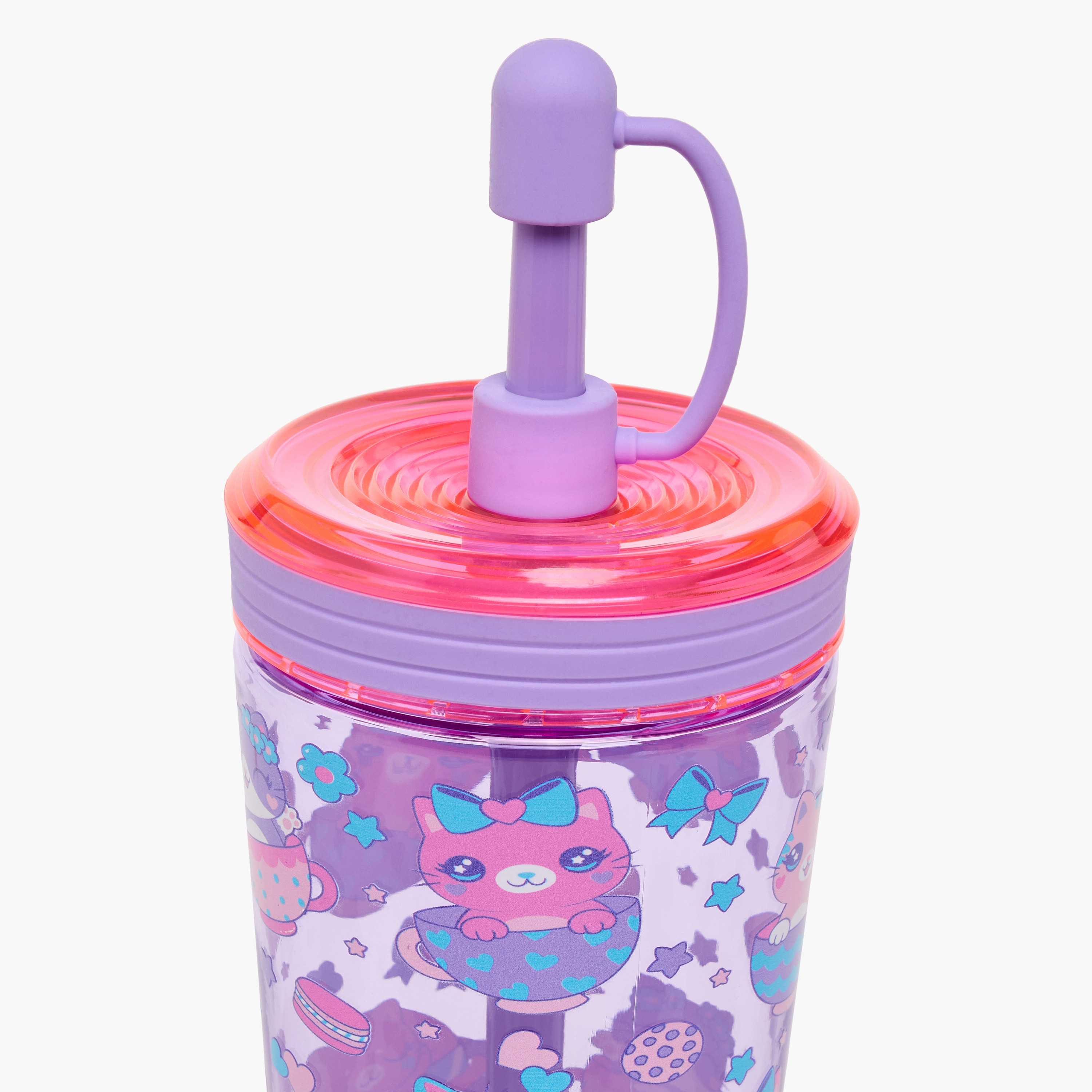 Cat Print Sipper Bottle with Straw - 480 ml-school-waterbottles-image-3