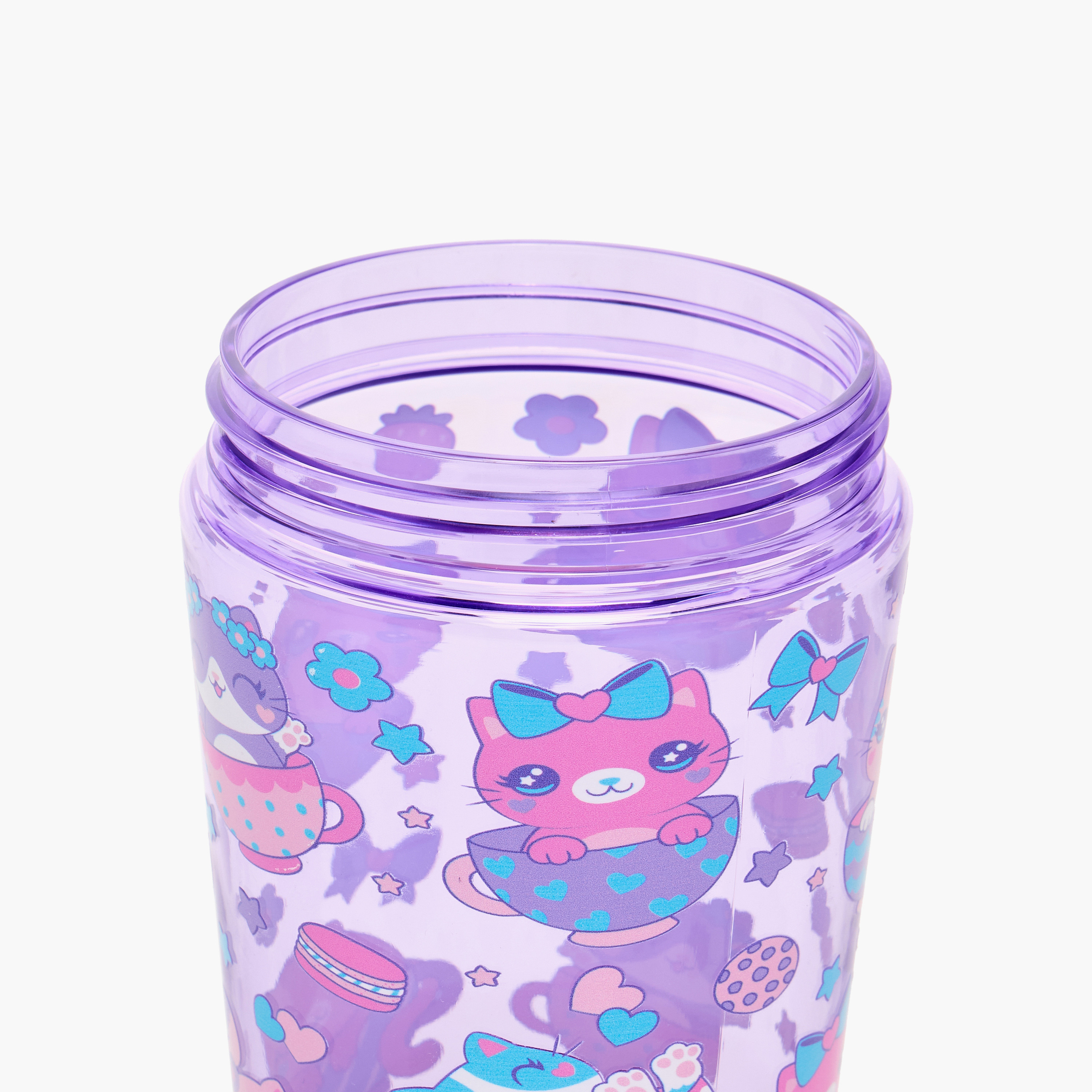Cat Print Sipper Bottle with Straw - 480 ml-school-waterbottles-image-5