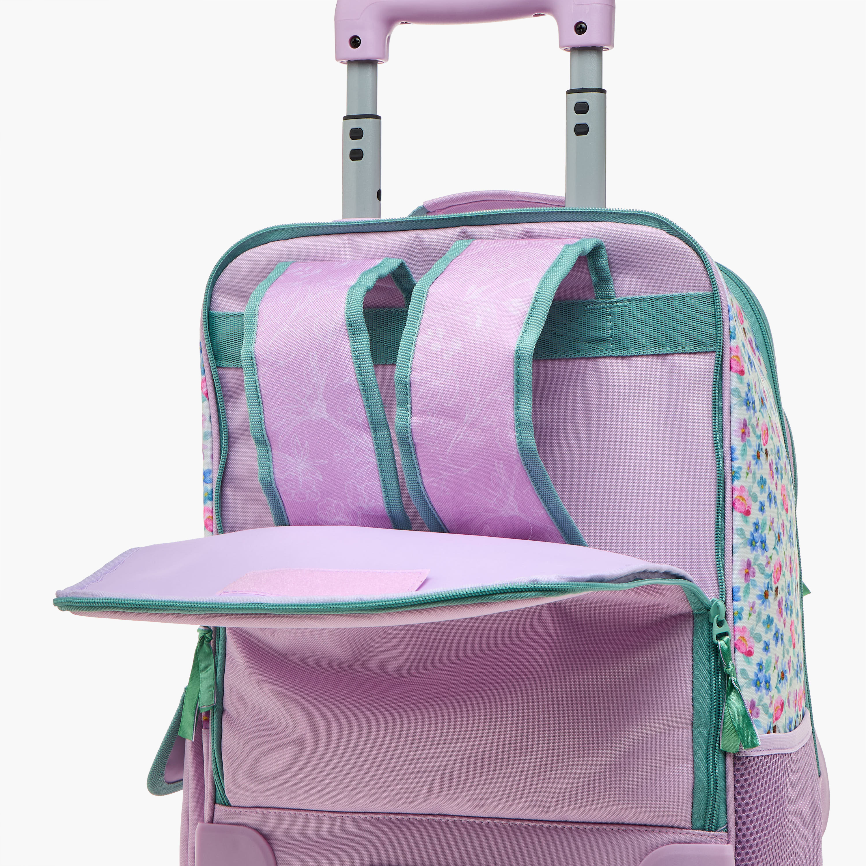 شنطة ترولي للبنات 8-13 سنة بمقبض قابل للسحب وتصميم زهري من رول رود-school-bagsandbackpacks-trolleybags-image-10