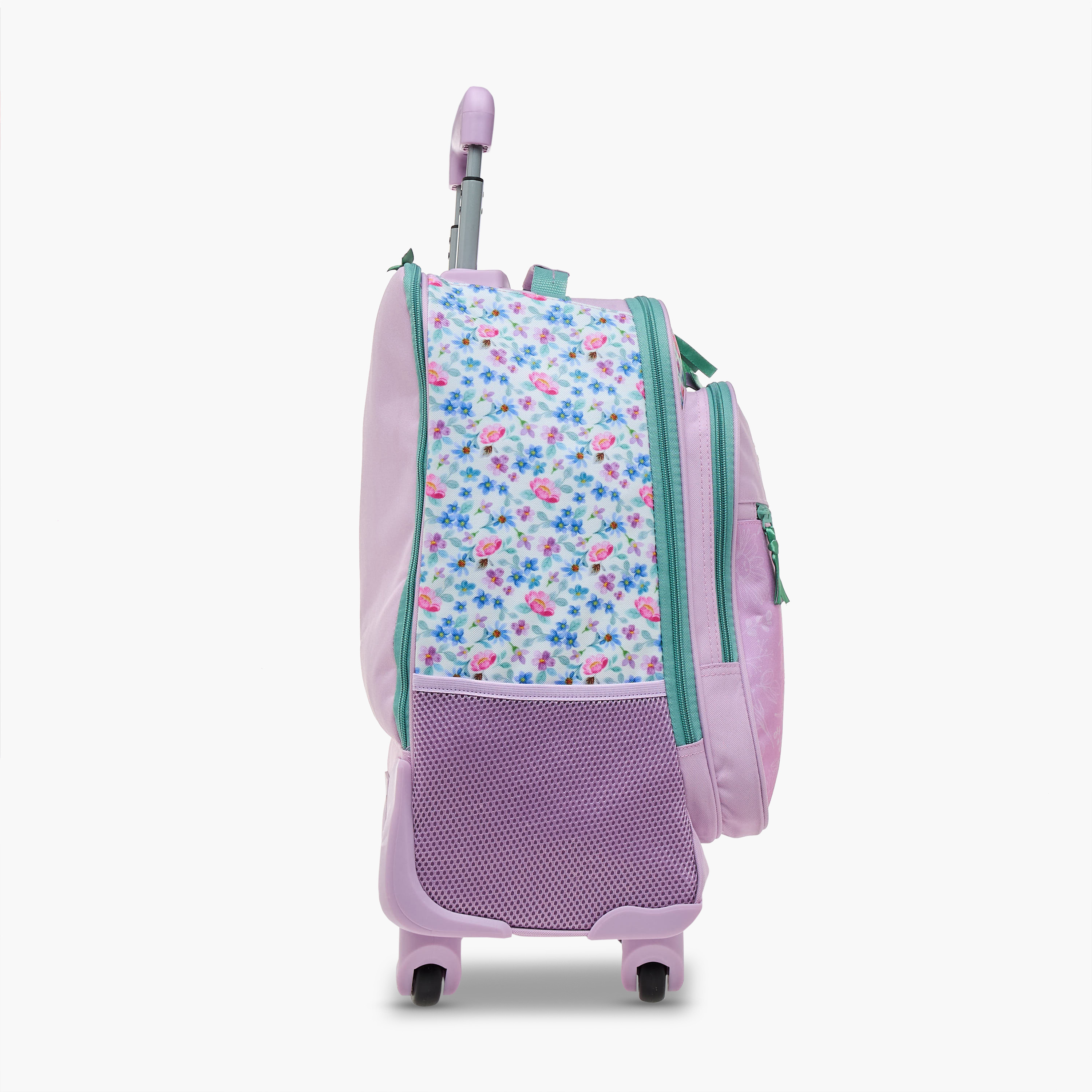 شنطة ترولي للبنات 8-13 سنة بمقبض قابل للسحب وتصميم زهري من رول رود-school-bagsandbackpacks-trolleybags-image-3