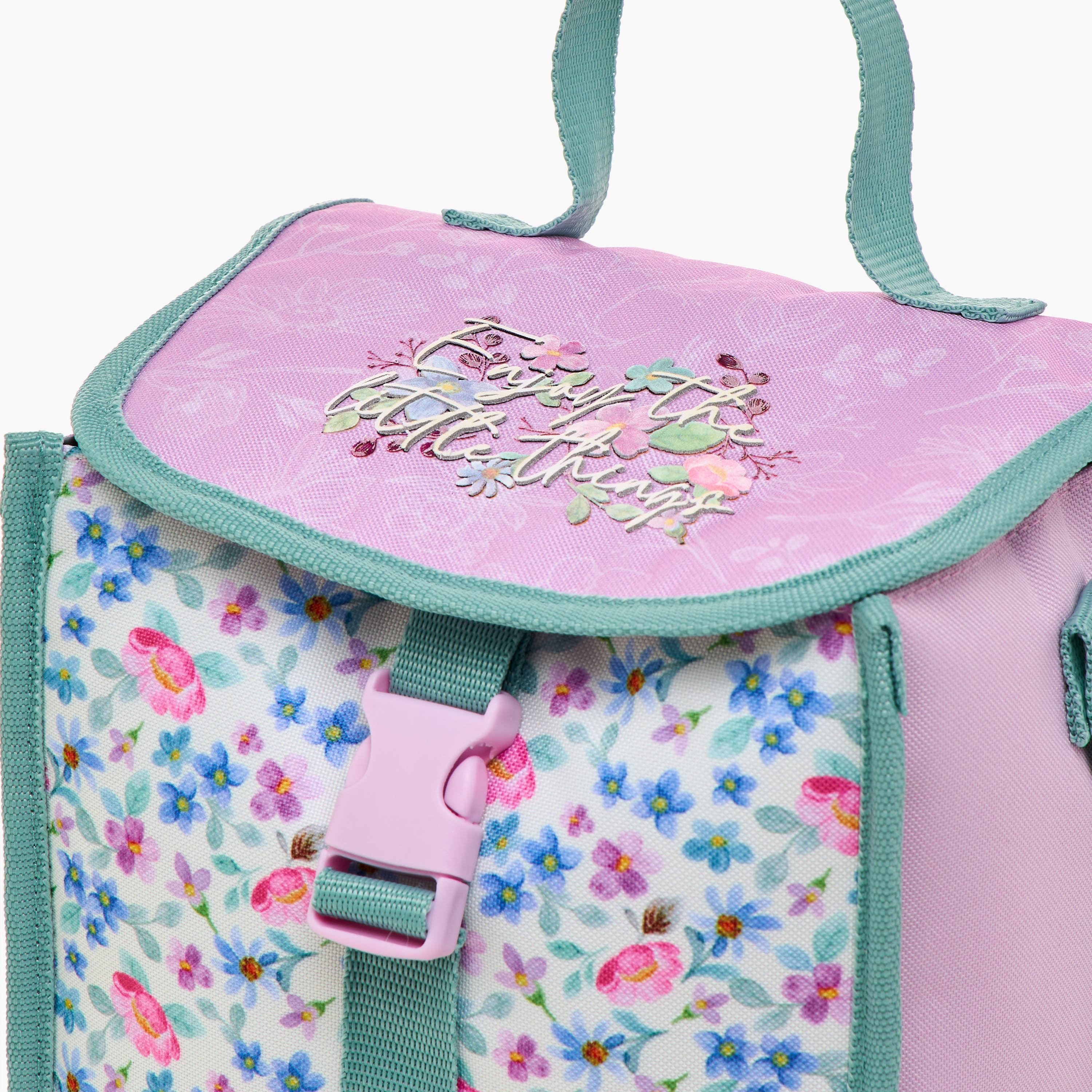 Roll Road Floral Print Lunch Bag with Handle and Side Release Buckle Closure-school-lunchessentials-lunchbags-image-5