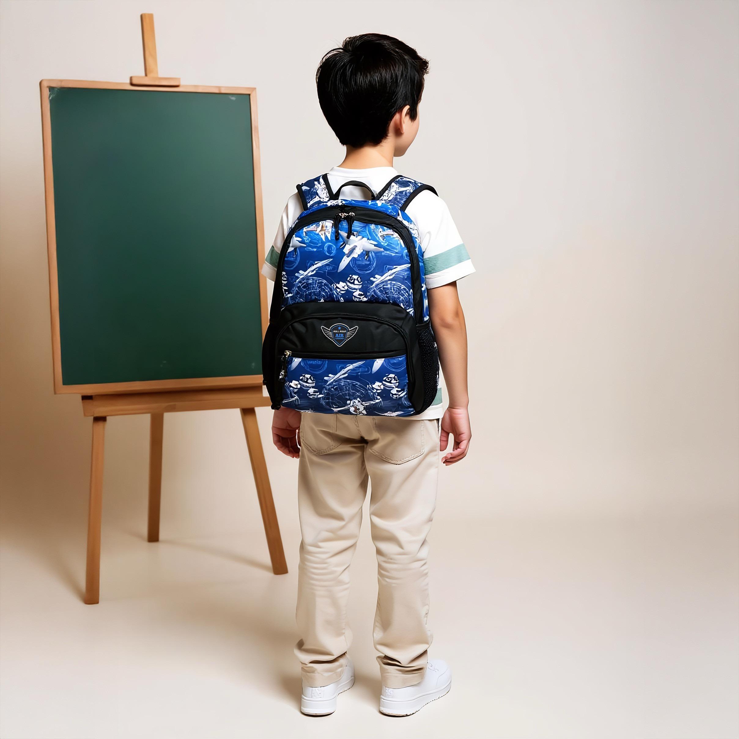 Roll Road Air Force Print Backpack with Adjustable Straps and Zip Closure - 33x46x17 cms-school-bagsandbackpacks-backpacks-image-3