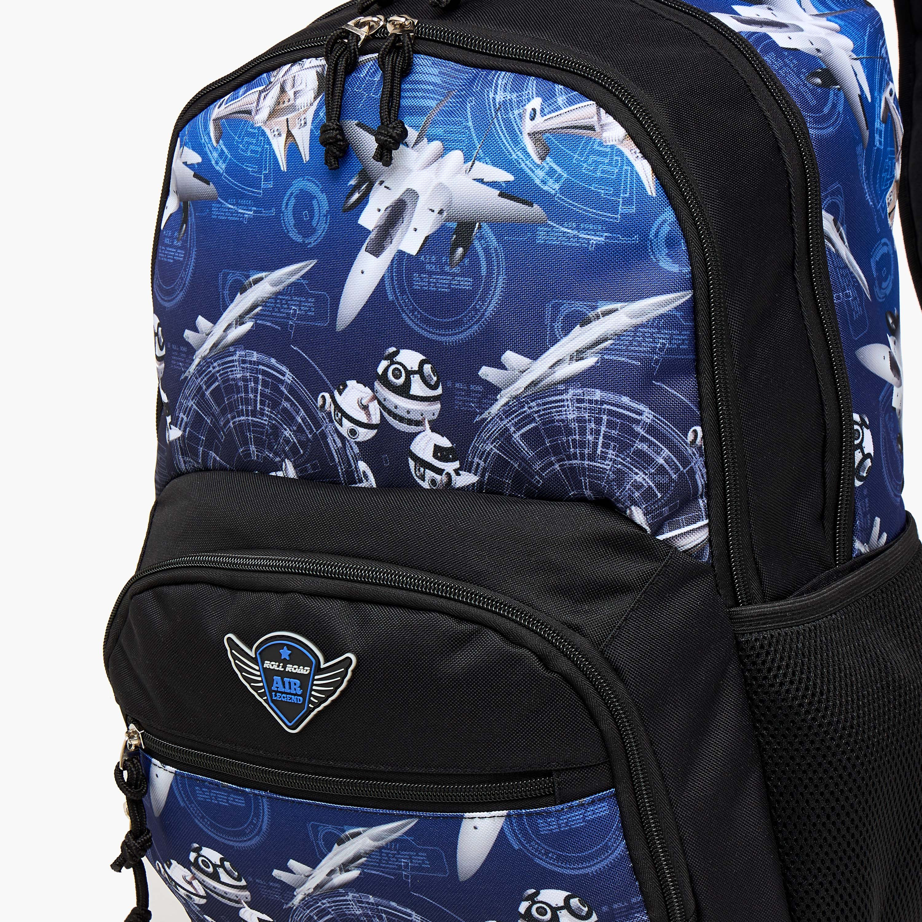 Roll Road Air Force Print Backpack with Adjustable Straps and Zip Closure - 33x46x17 cms-school-bagsandbackpacks-backpacks-image-9