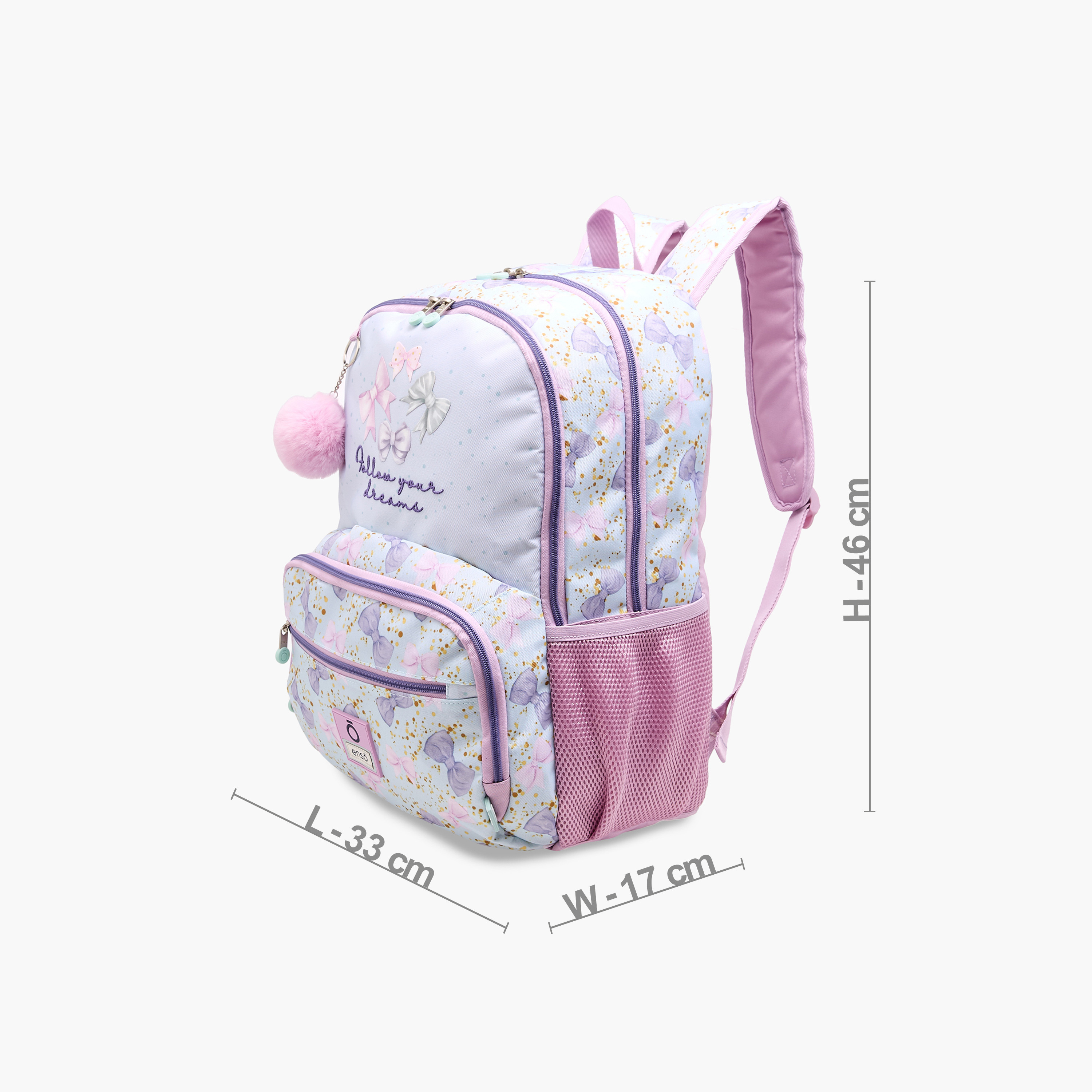 Enso Bow Print Backpack with Adjustable Straps and Zip Closure -  33x46x17 cms-promo_LS20_OMN-image-4