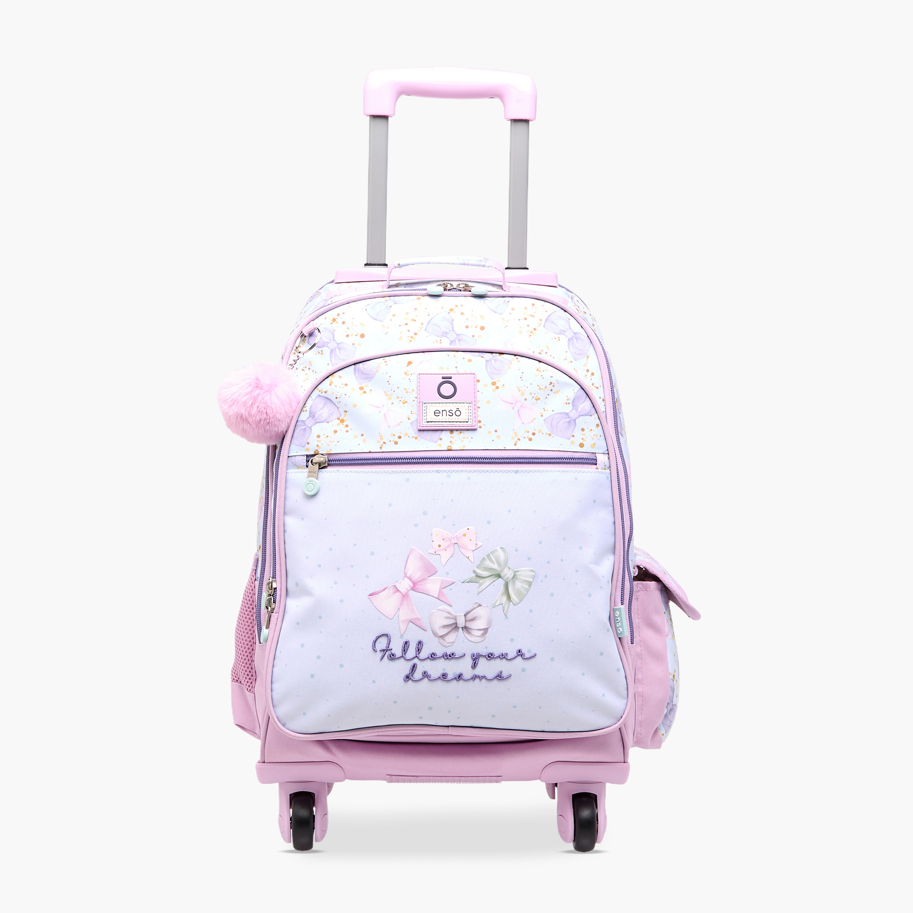 Enso Bow Trolley Bag for Girls 8-13 Years with Retractable Handle -school-bagsandbackpacks-trolleybags-image-1