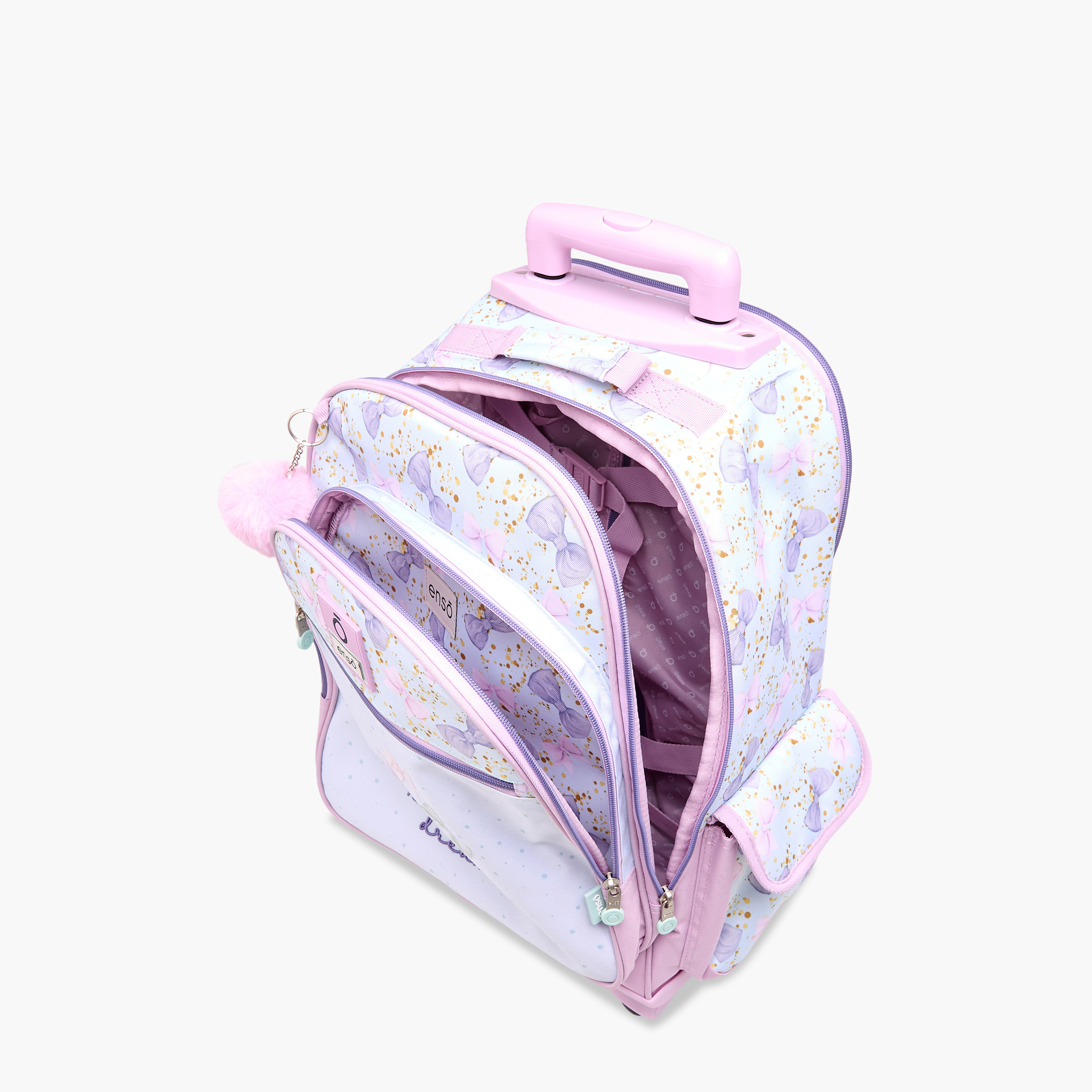 Enso Bow Trolley Bag for Girls 8-13 Years with Retractable Handle -school-bagsandbackpacks-trolleybags-image-17